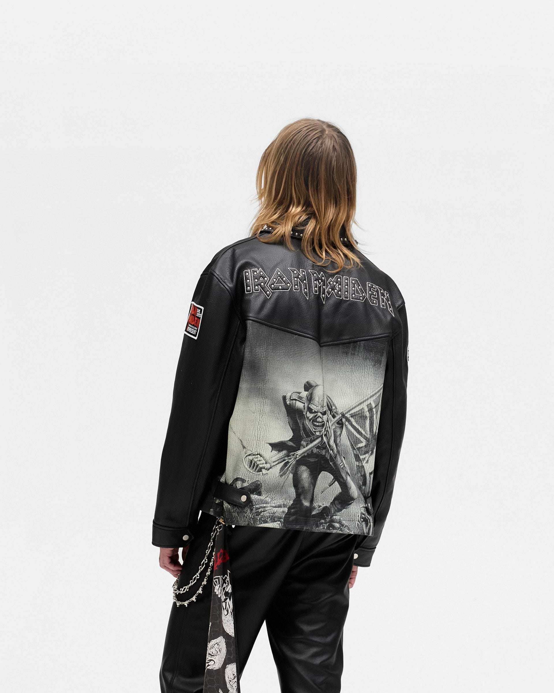 Represent X Iron Maiden Trooper Leather Jacket - Jet Black
