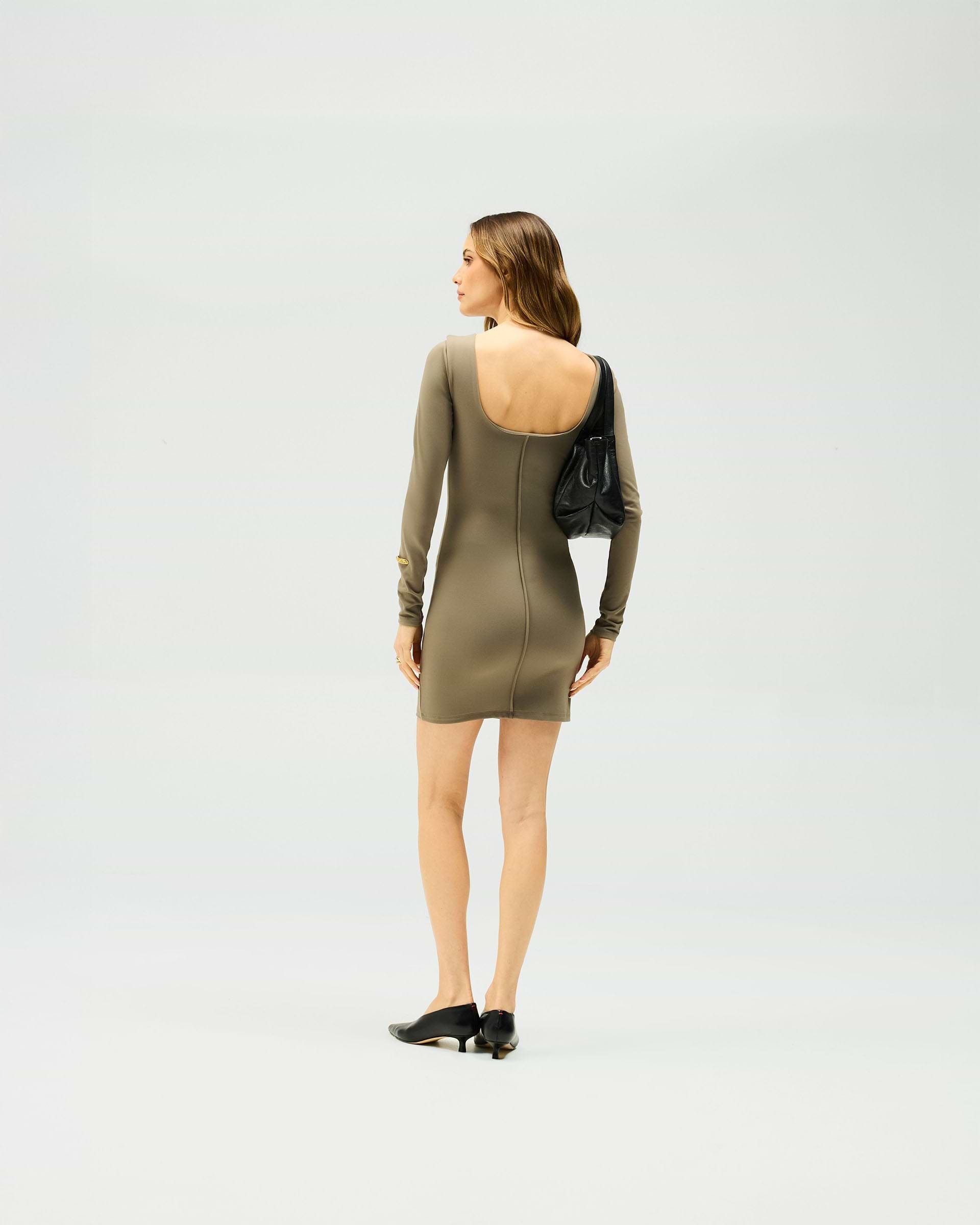 Owners Club Long Sleeve Fitted Dress - Safari