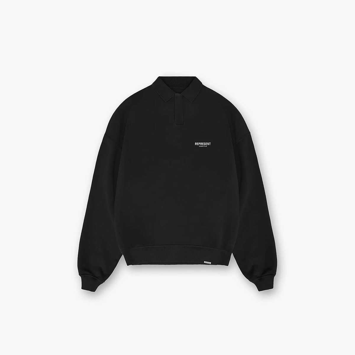 Owners' Club Long Sleeve Polo Sweater | Black | REPRESENT CLO
