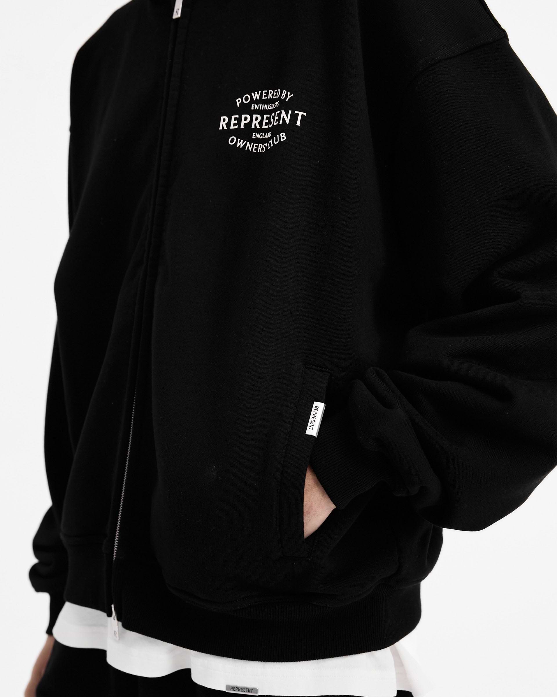 Jet Black Zip Hoodie | Stamp Owners' Club | REPRESENT