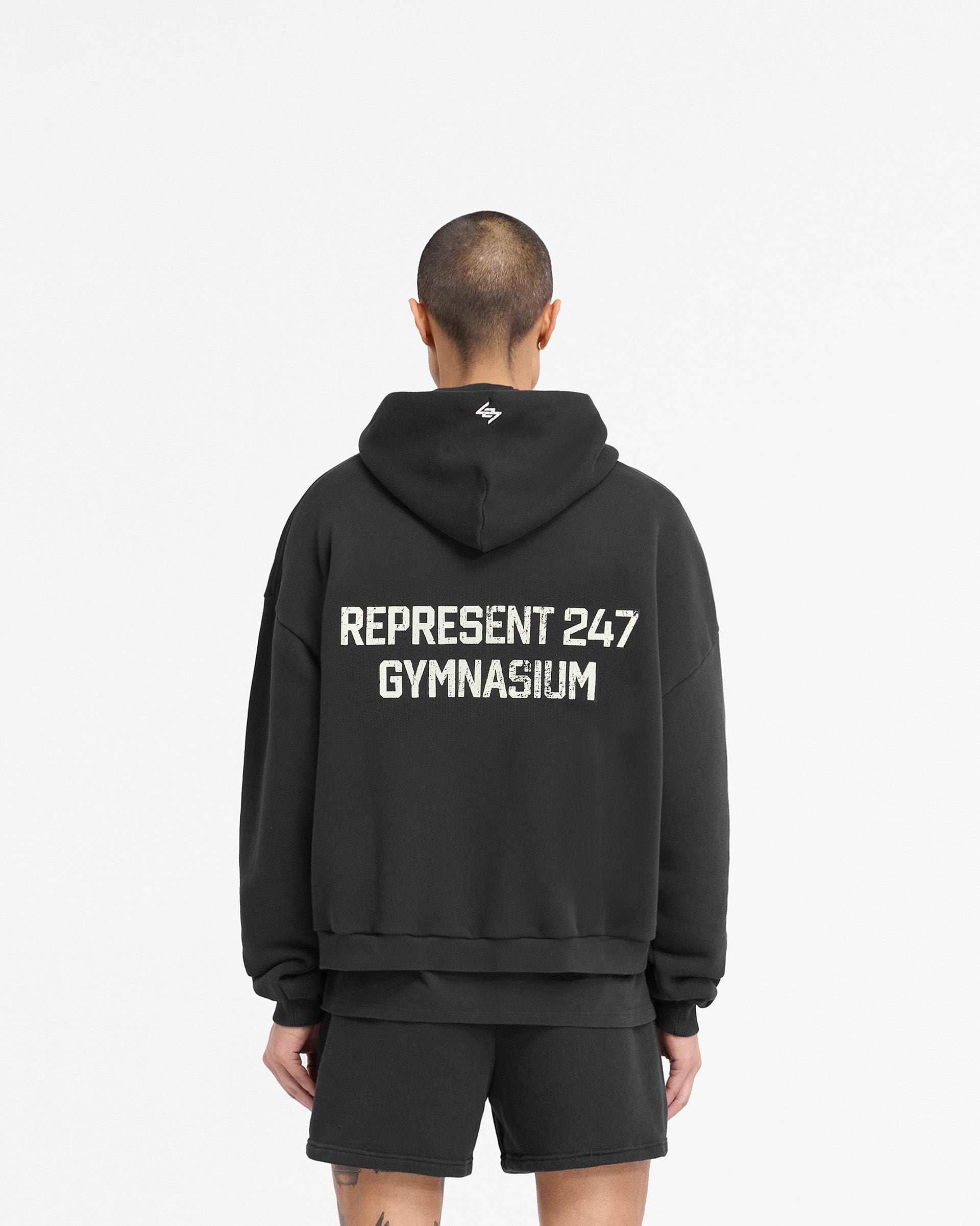 Sweat à capuche boxy 247 Gymnasium - Noir cassé