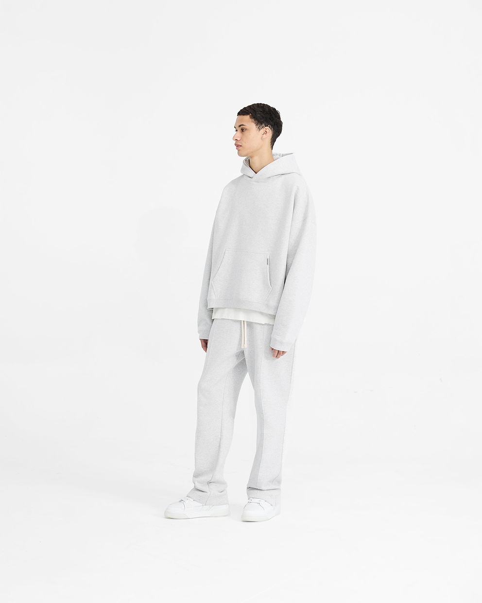 Initial Boxy Hoodie - EISGRAU MELIERT