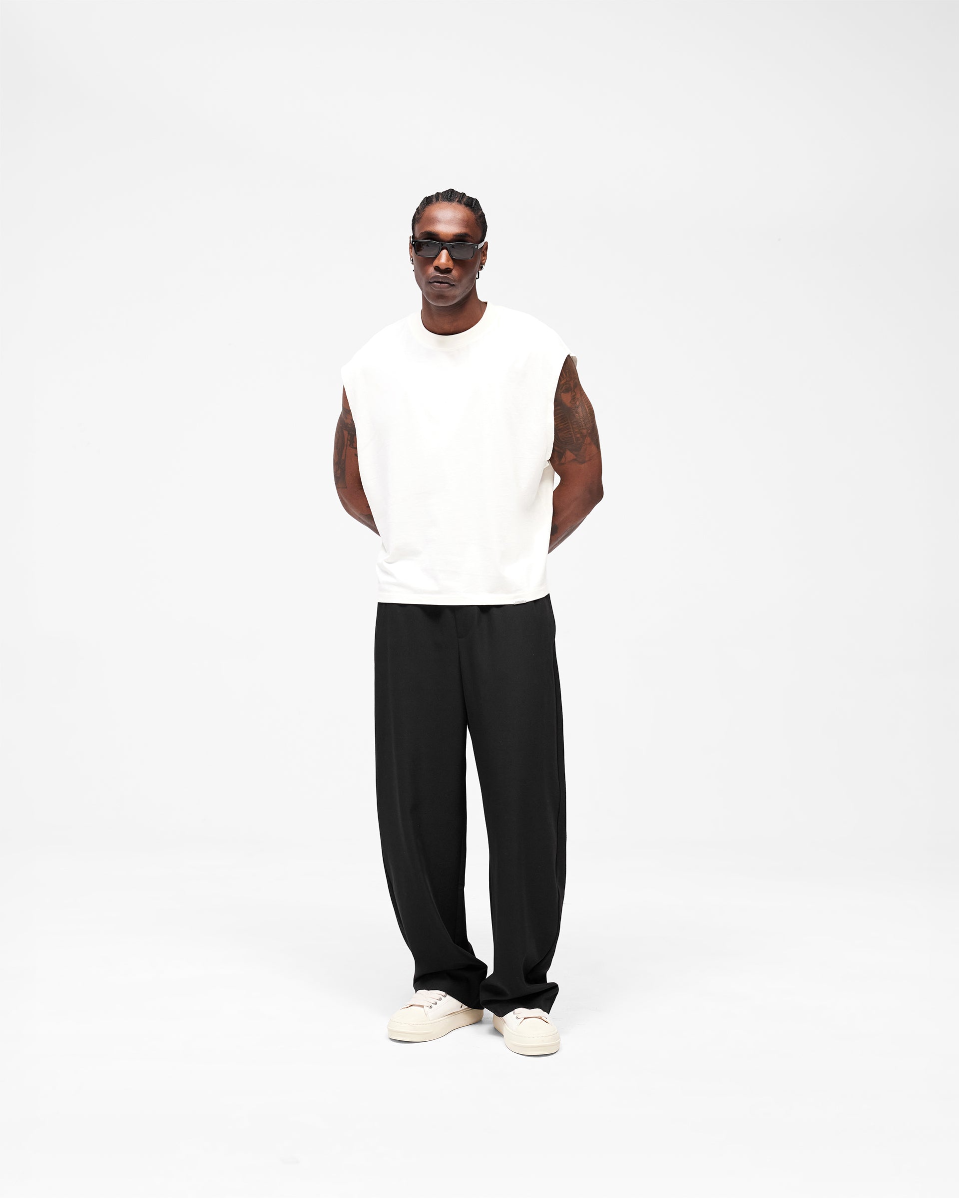 Initial Boxy Tank - Flat White