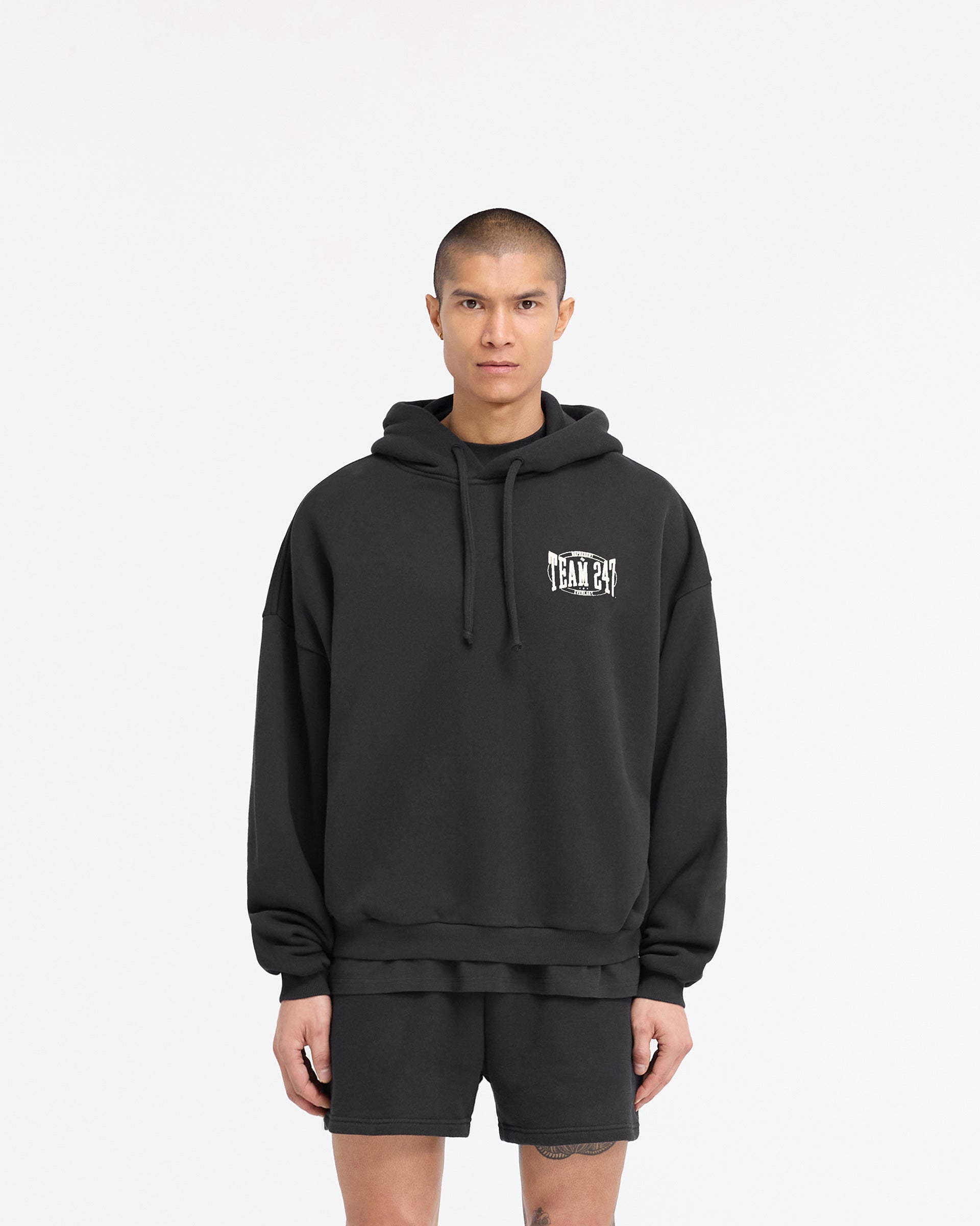 247 X Everlast Training Camp Boxy Hoodie - Dunkelschwarz