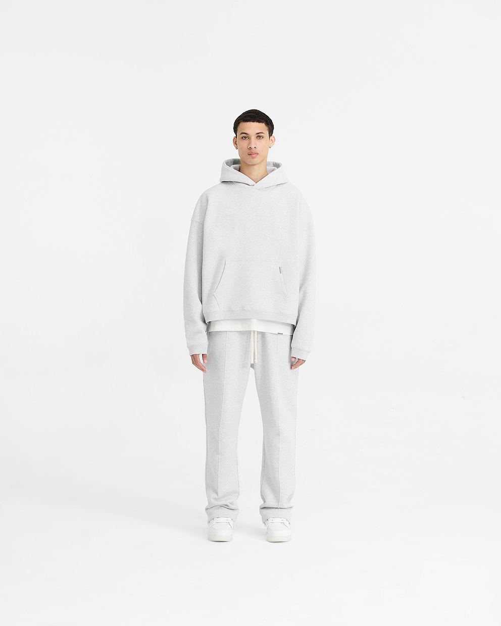 Initial Boxy Hoodie - EISGRAU MELIERT