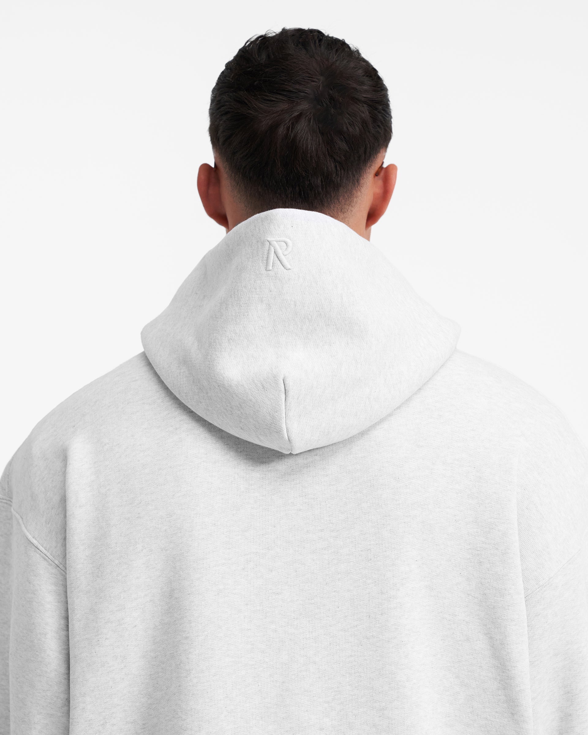 Heavyweight Initial Hoodie - Ice Grey Marl