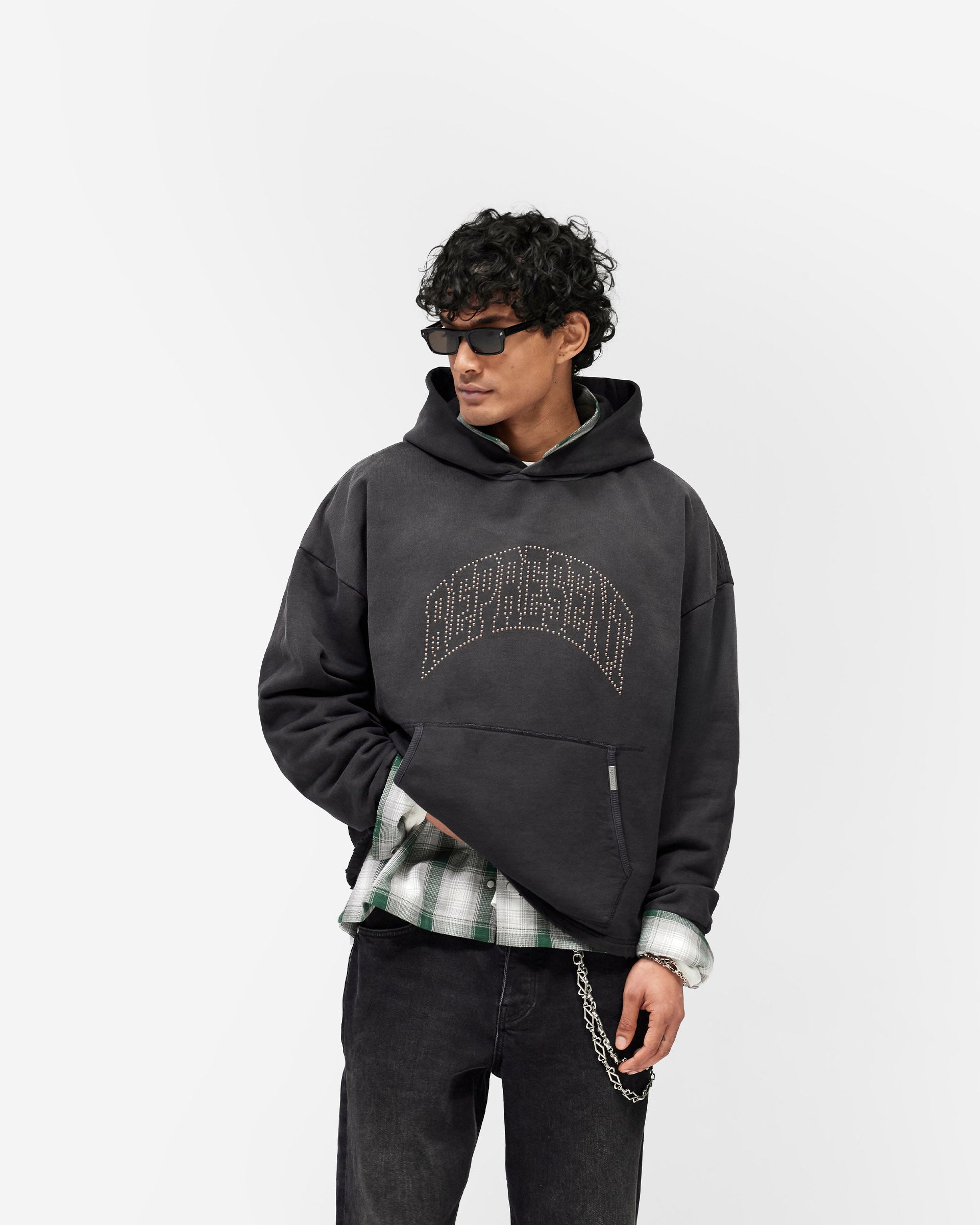 Represent Embellished Hoodie - Stained Black