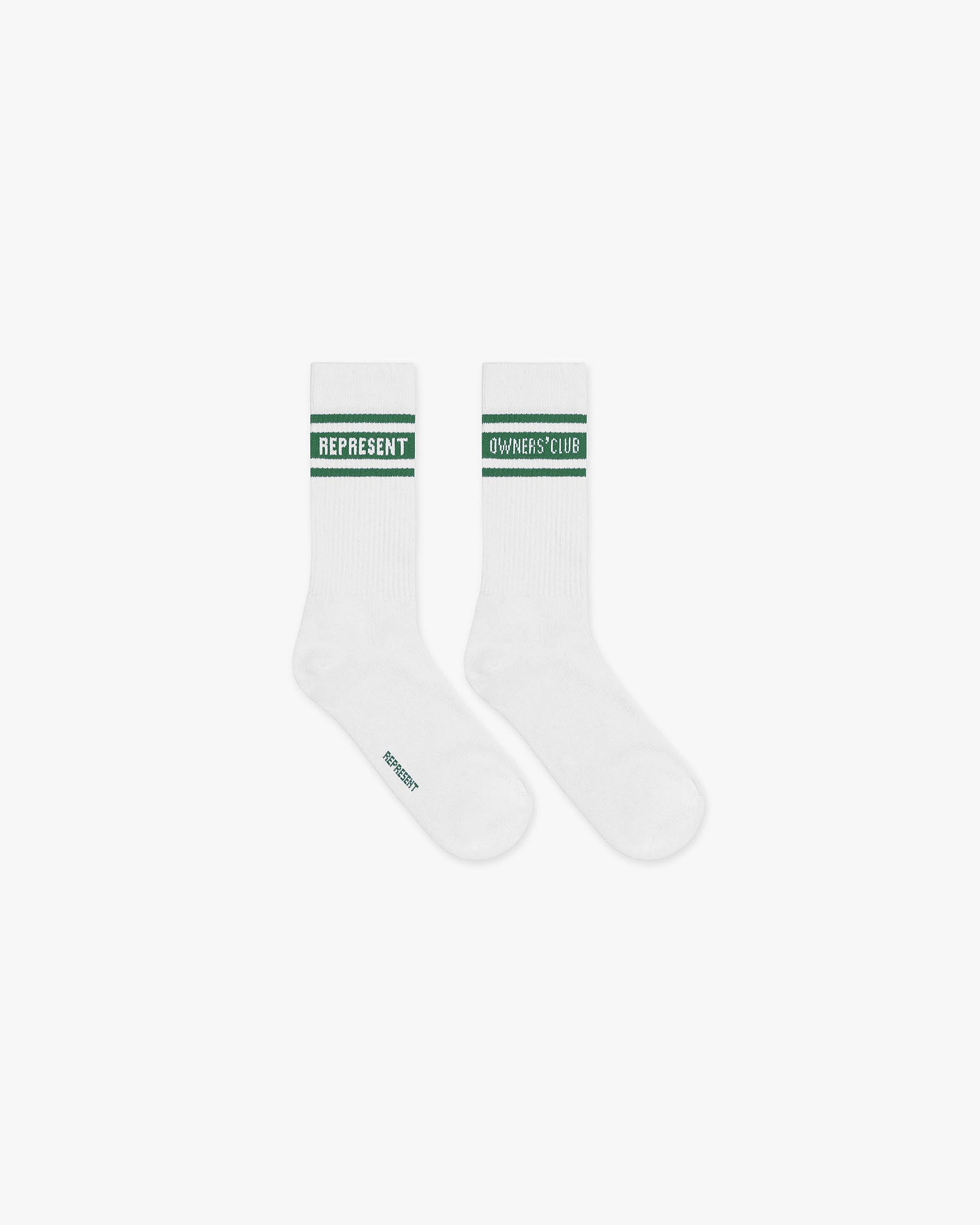 Represent Owners Club Socks | Flat White Racing Green Accessories Owners Club | Represent Clo