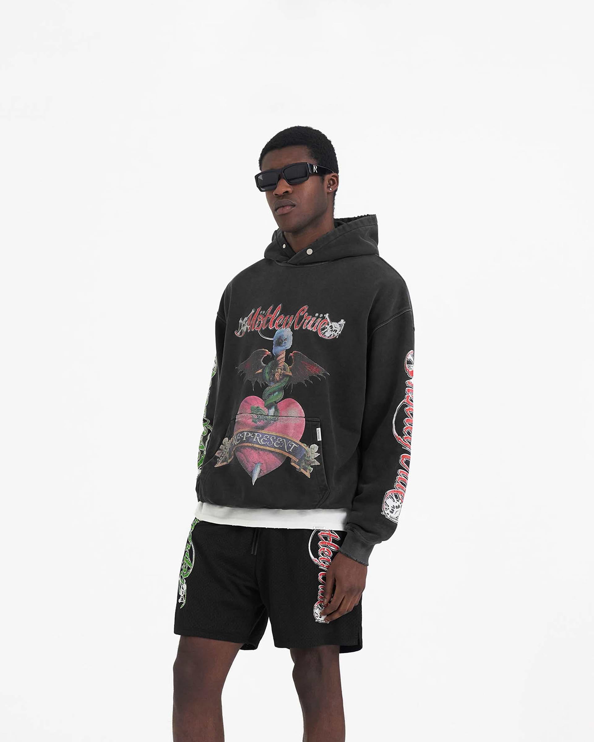 Represent x Mötley Crüe™️ Without You Hoodie - Gealtertes Schwarz