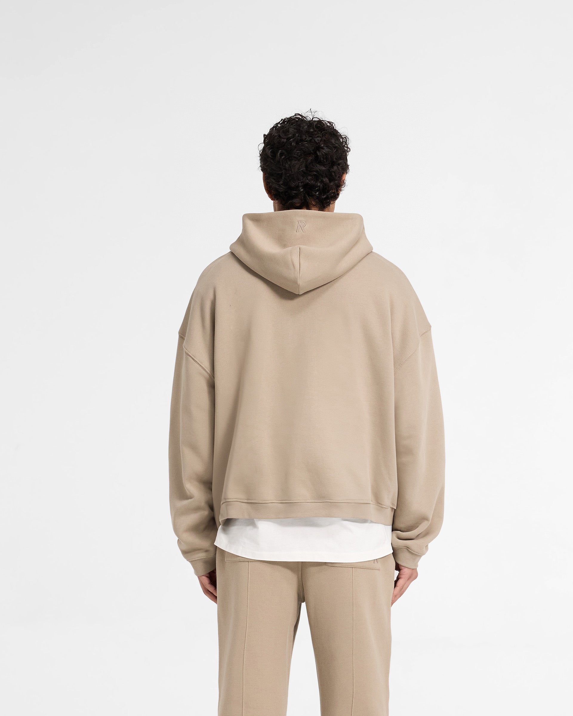 Initial Boxy Zip Through Hoodie - Dune