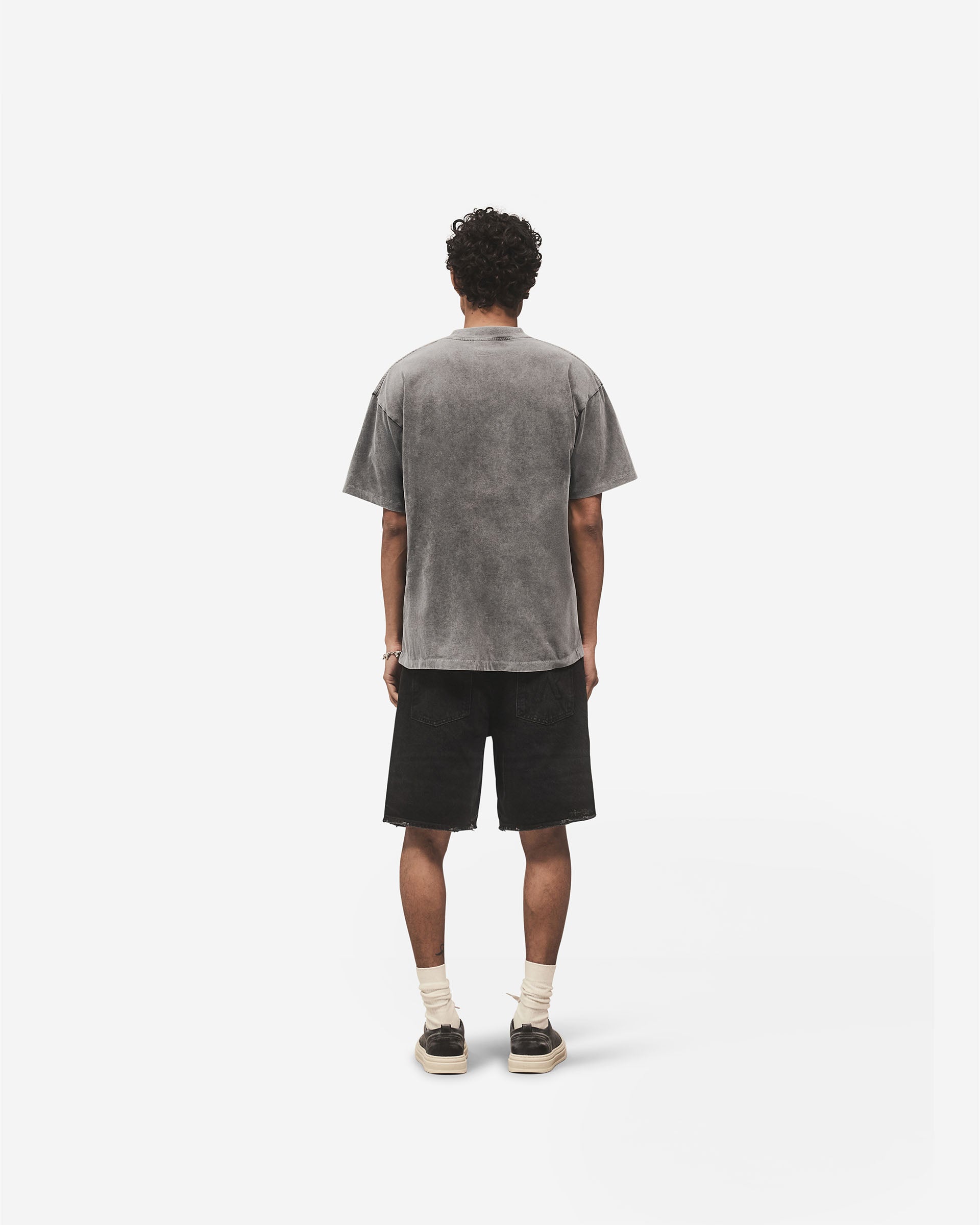 Embroidered Serif Logo T-Shirt - Vintage Grau