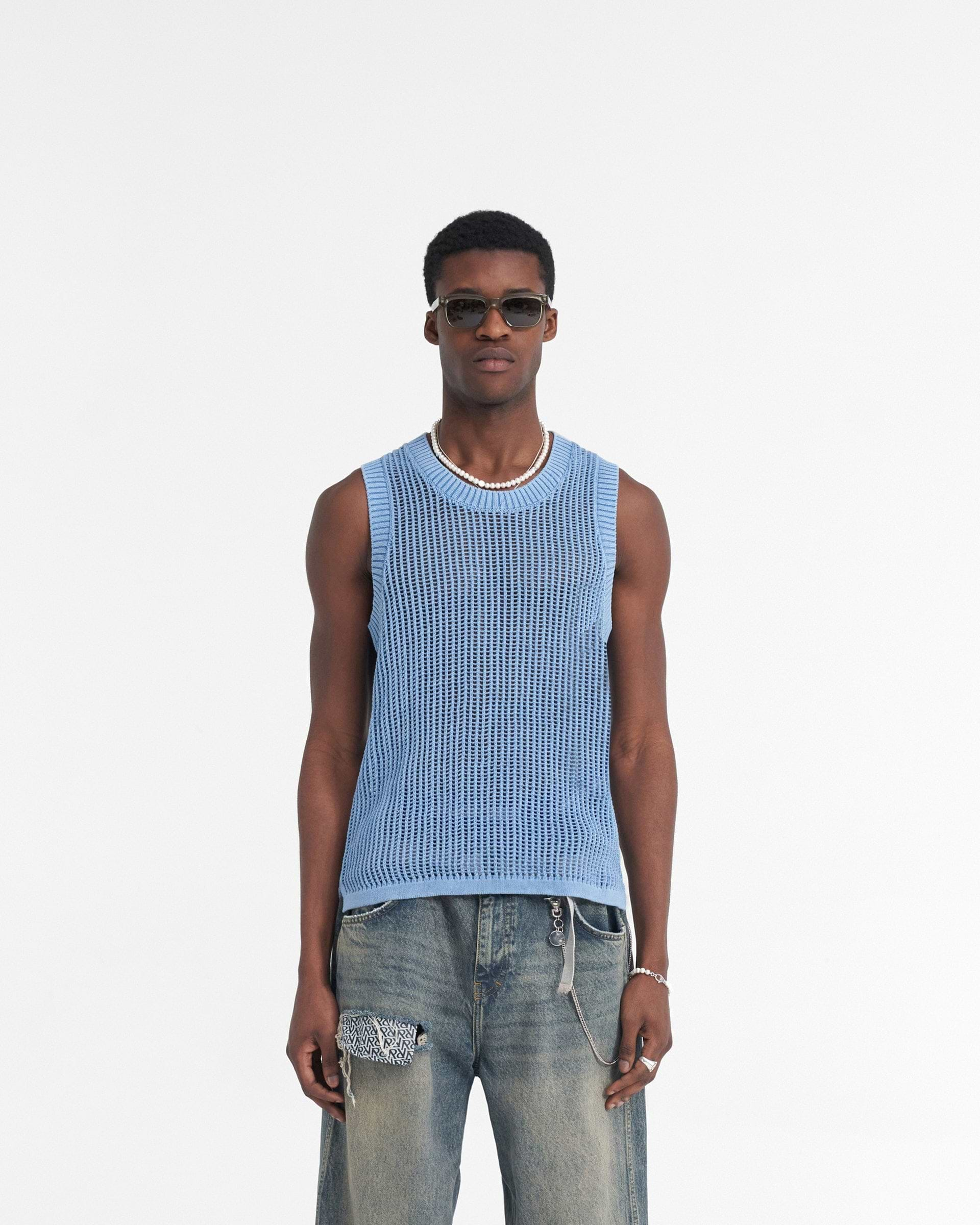 Washed Knit Vest - Himmelblau