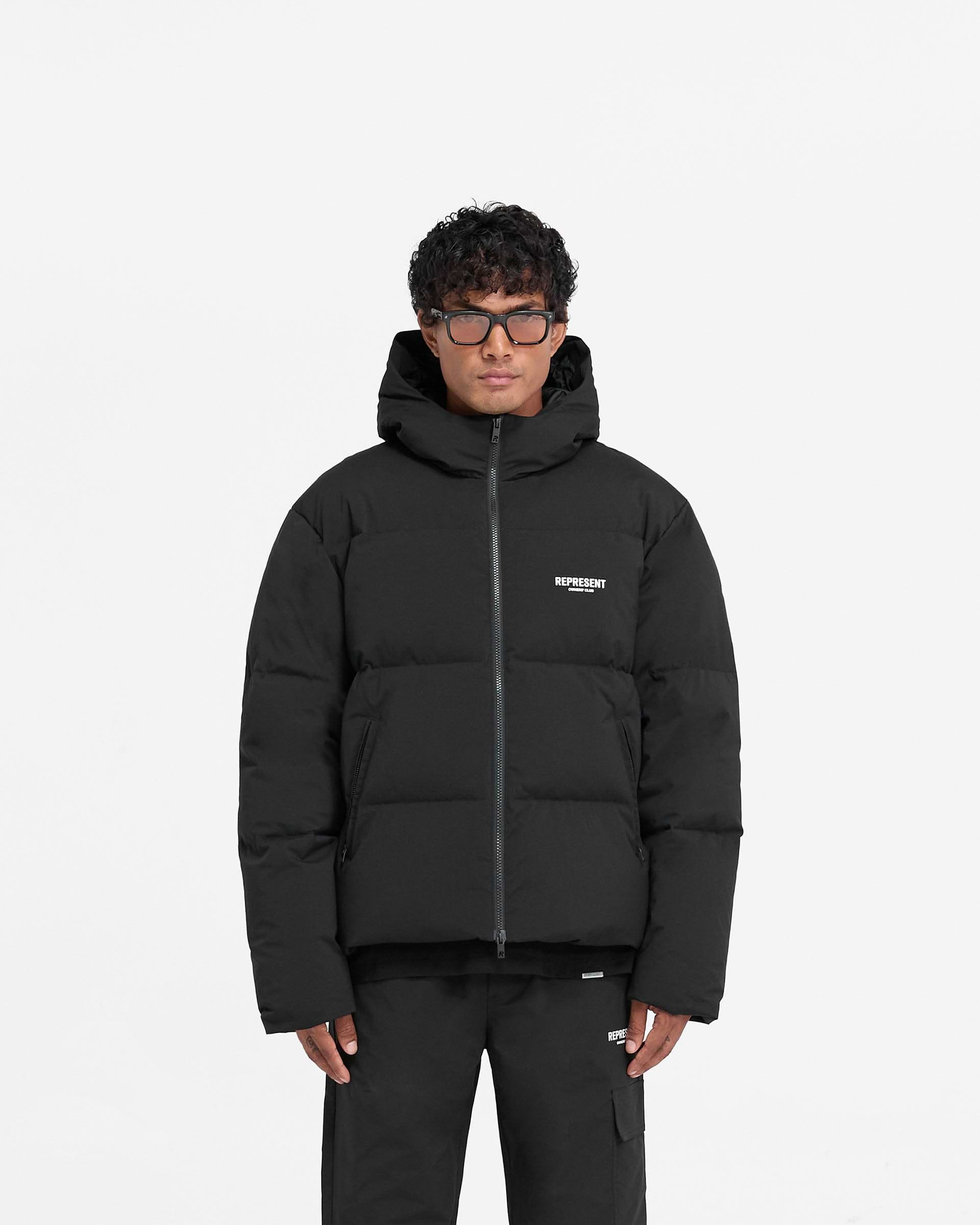 Represent Owners Club Hooded Puffer Jacket - Noir