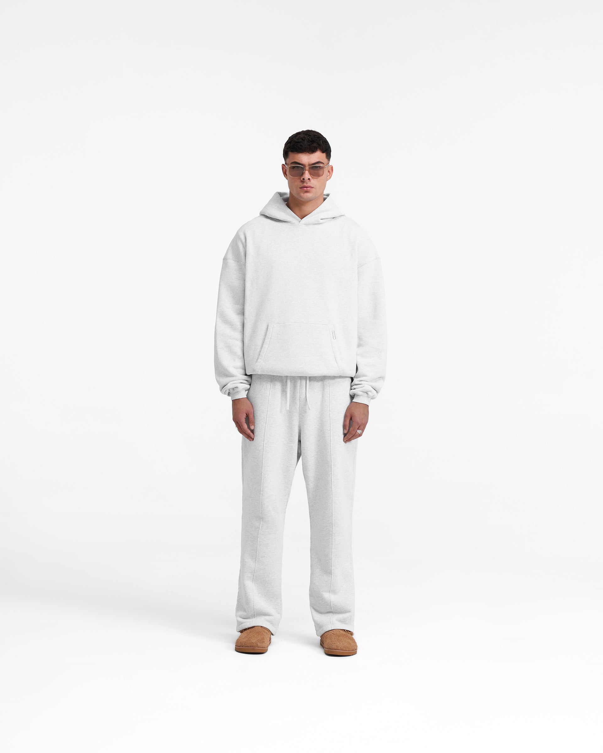 Heavyweight Initial Hoodie - Ice Grey Marl