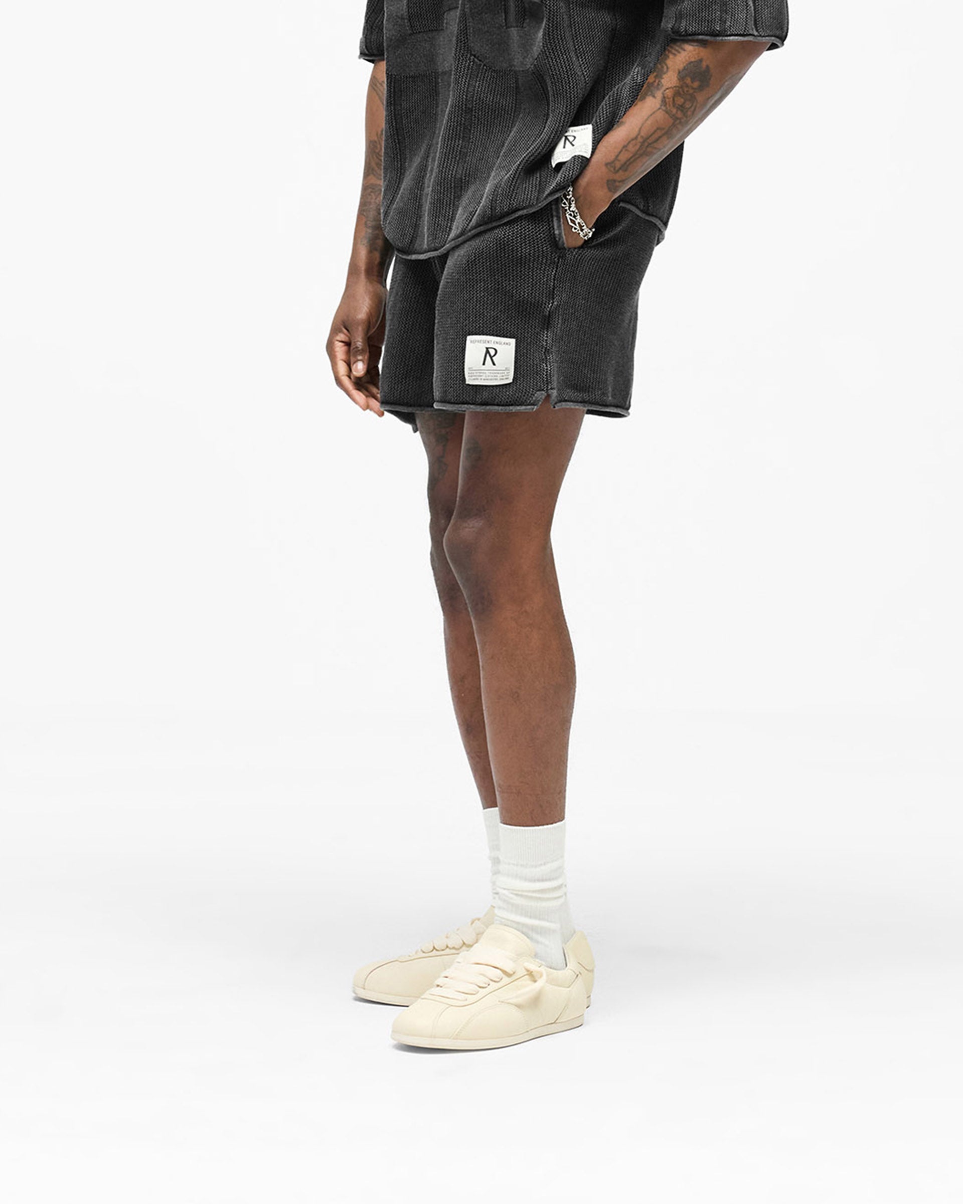 Knitted Varsity Shorts - Vintage Grey