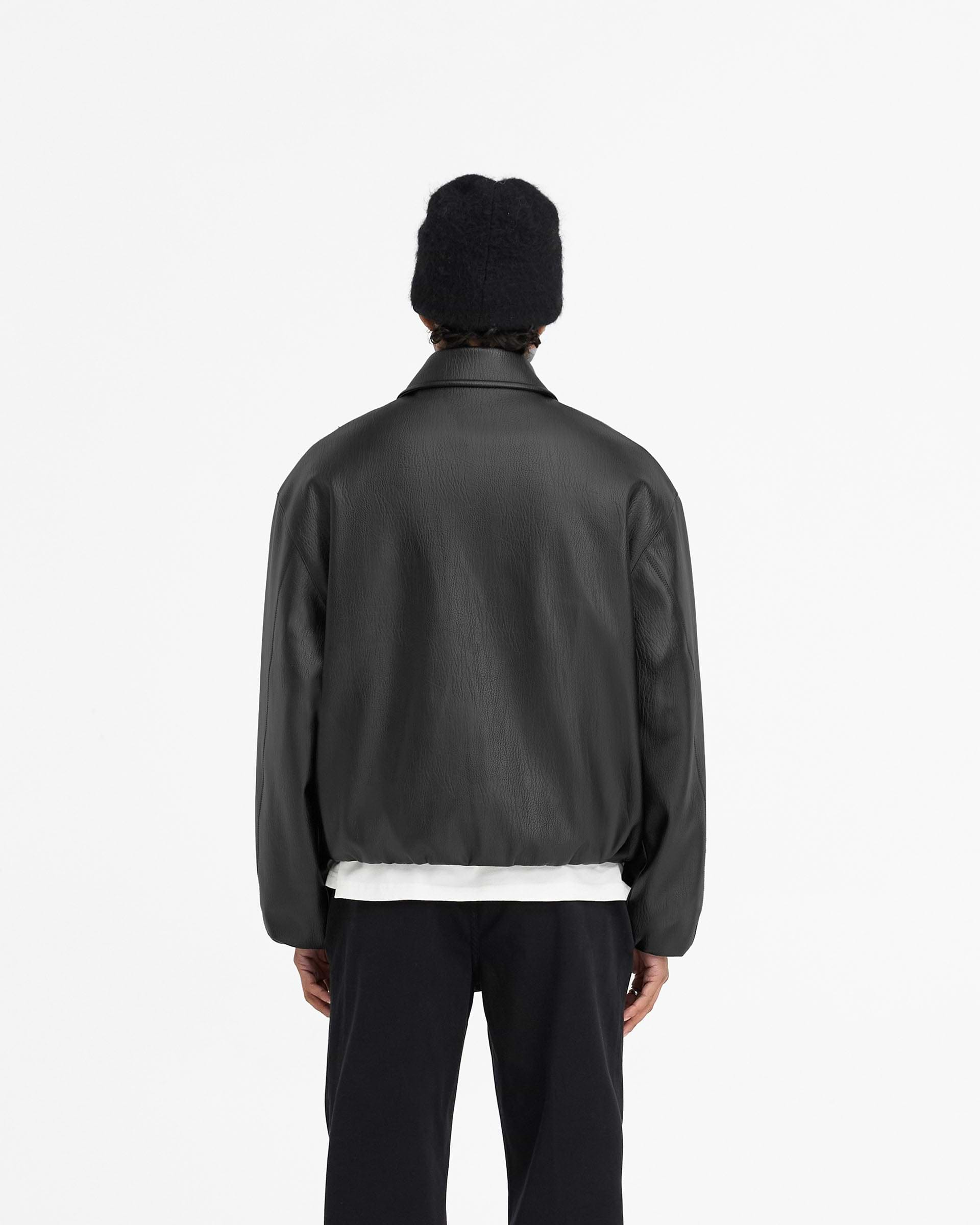 Faux Leather Bomber - Noir Jet