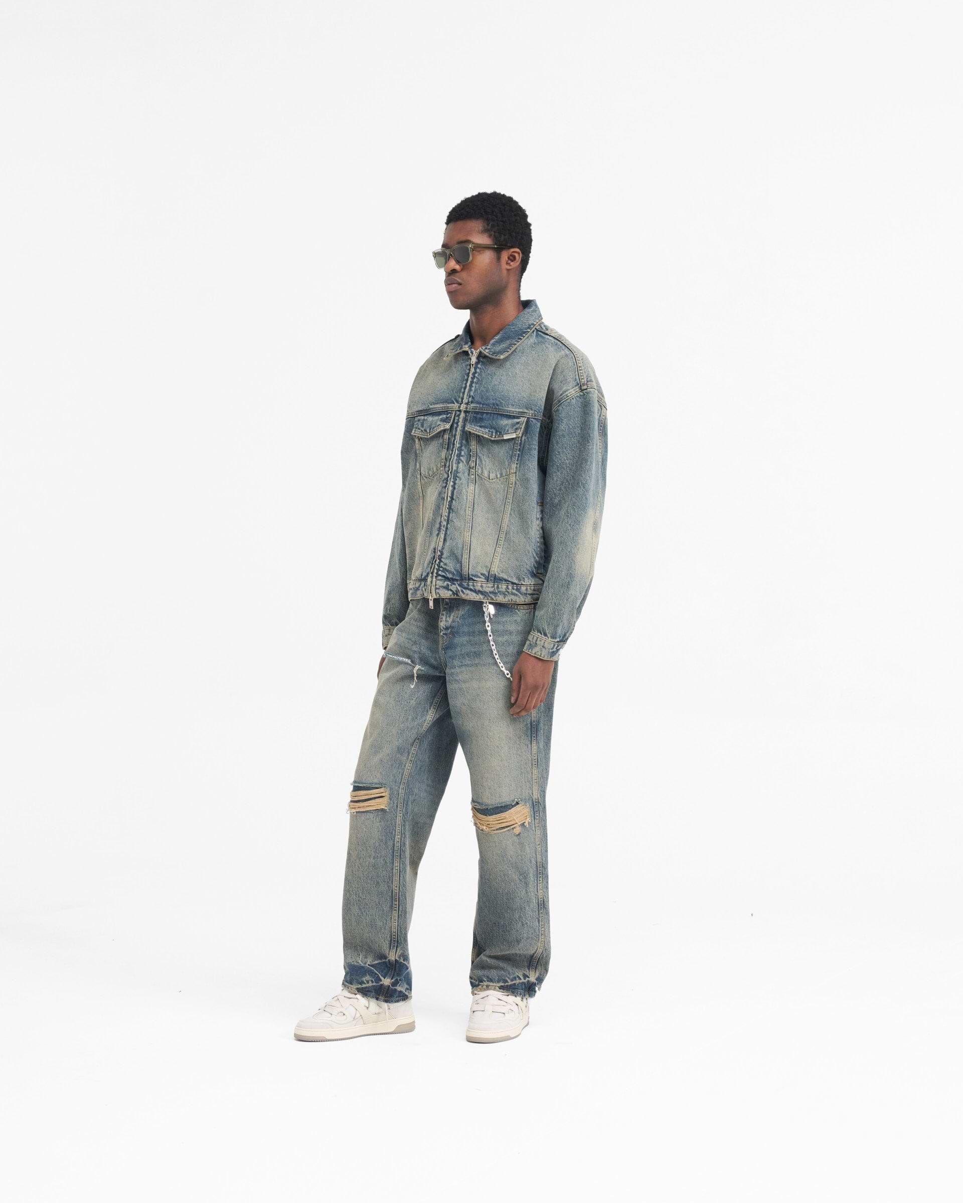 R4 Denim Jacket - Blue Cream