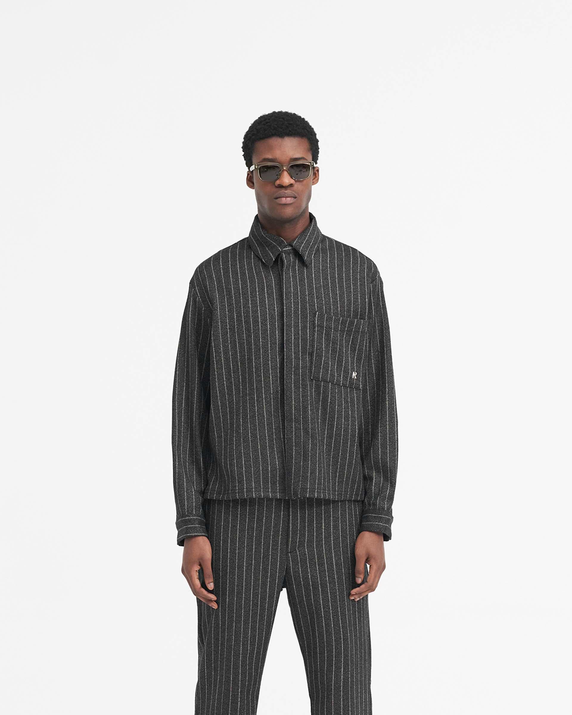 Cropped Dress Shirt - Schwarzer Nadelstreifen