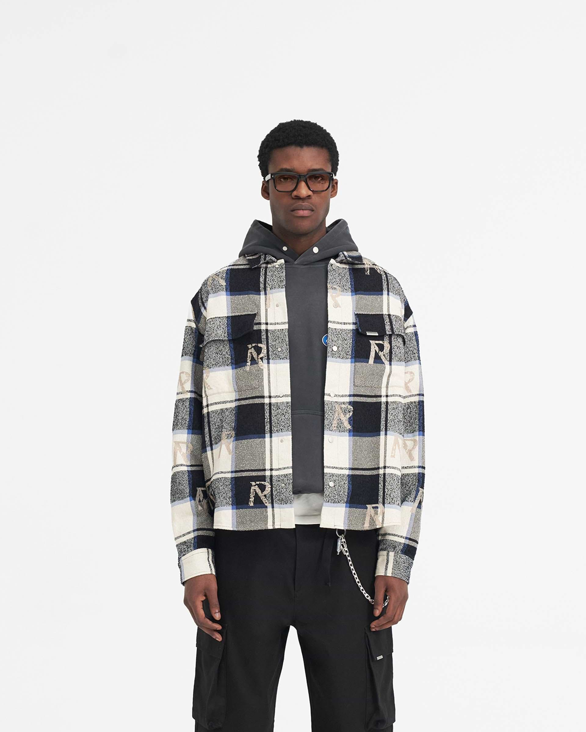 All Over Initial Flannel Shirt - Blau Kariert