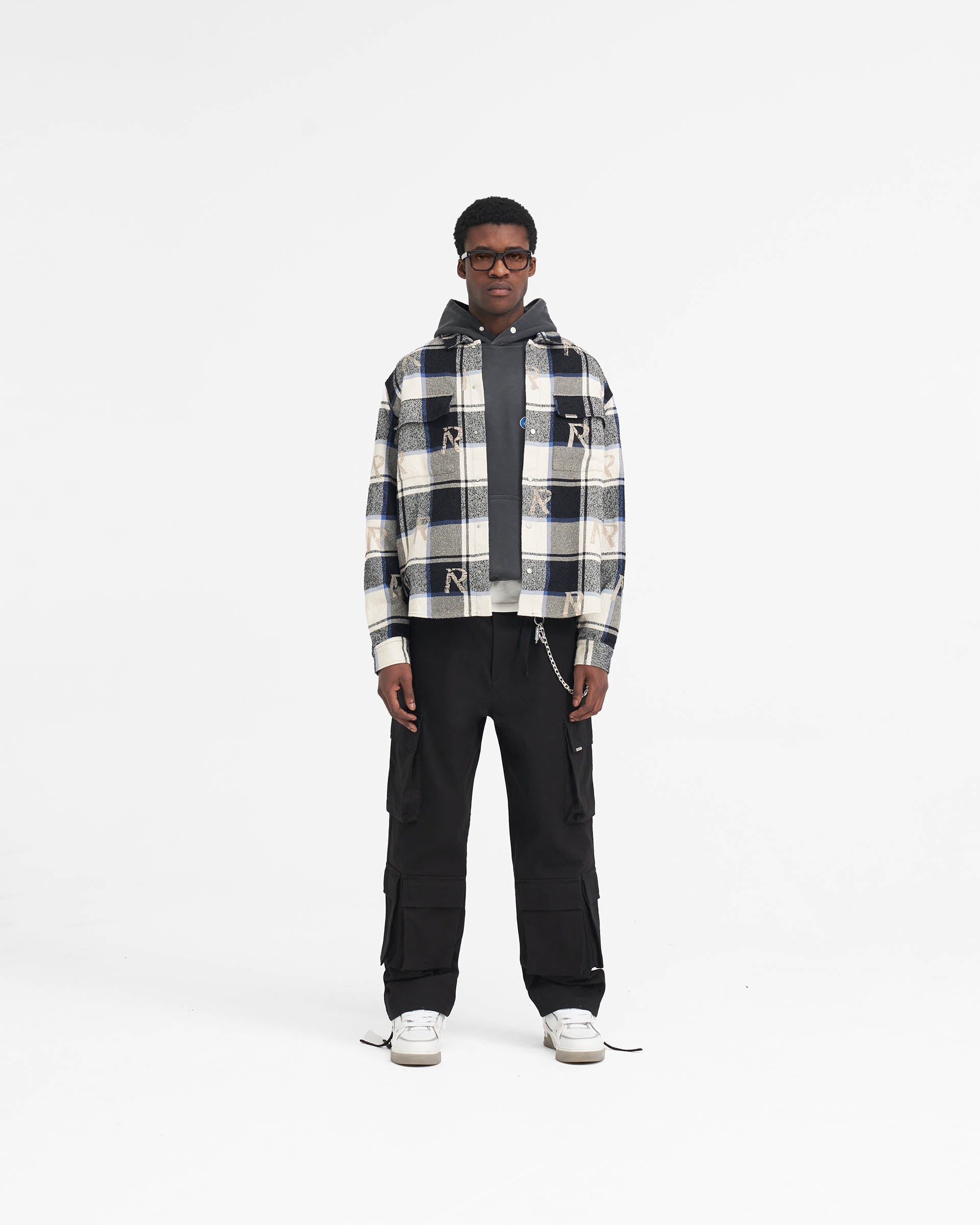 All Over Initial Flannel Shirt - Blau Kariert