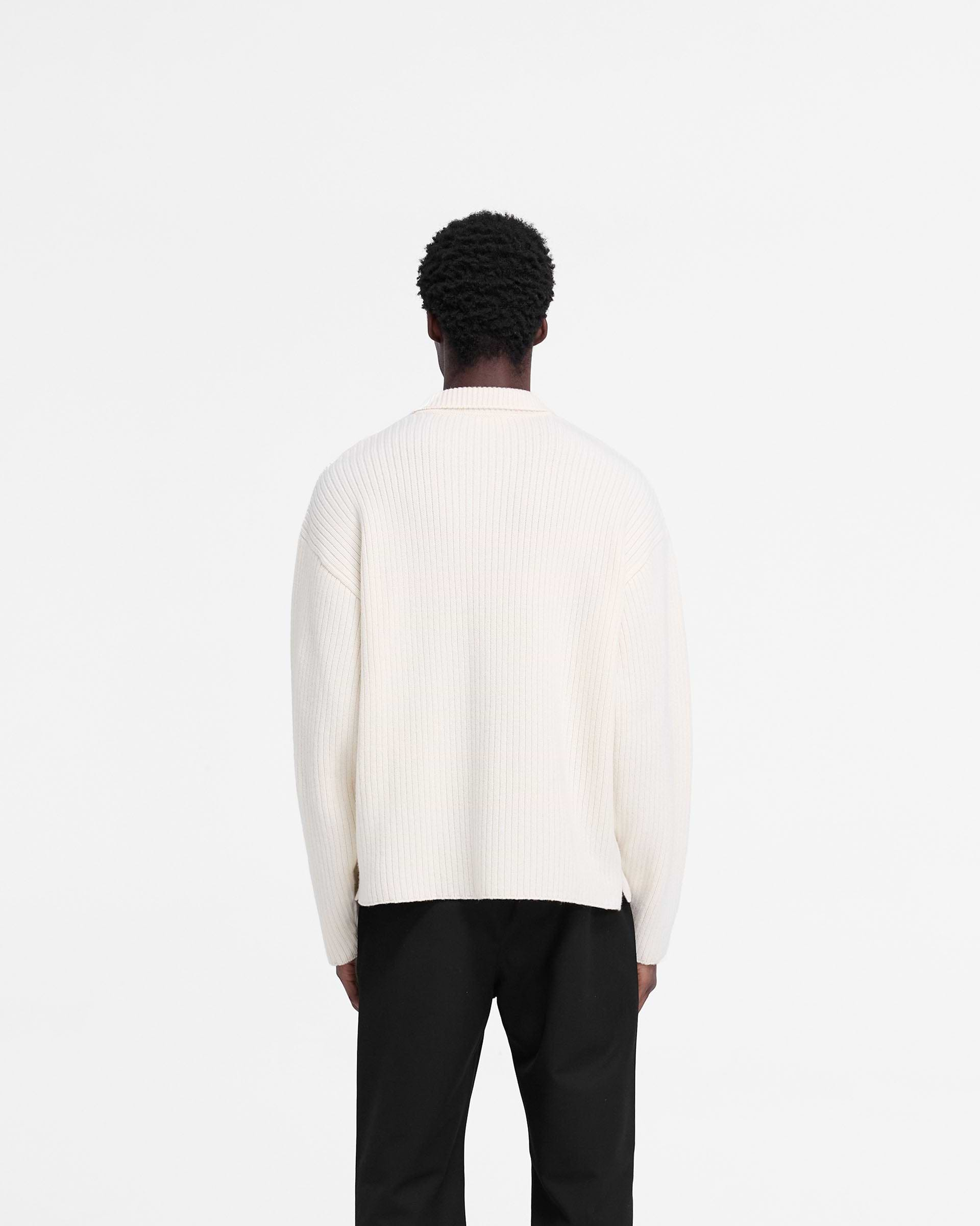 Ribbed Knit Polo - Avoine