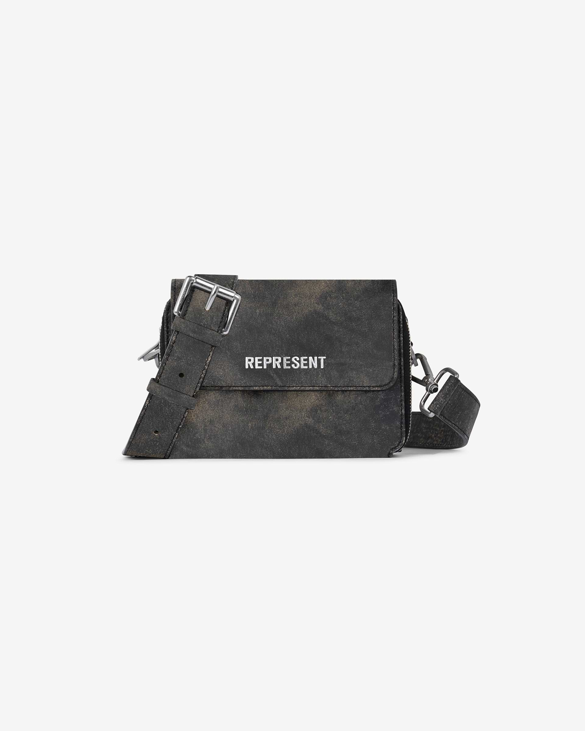 Distressed Leather Camera Bag - Marron