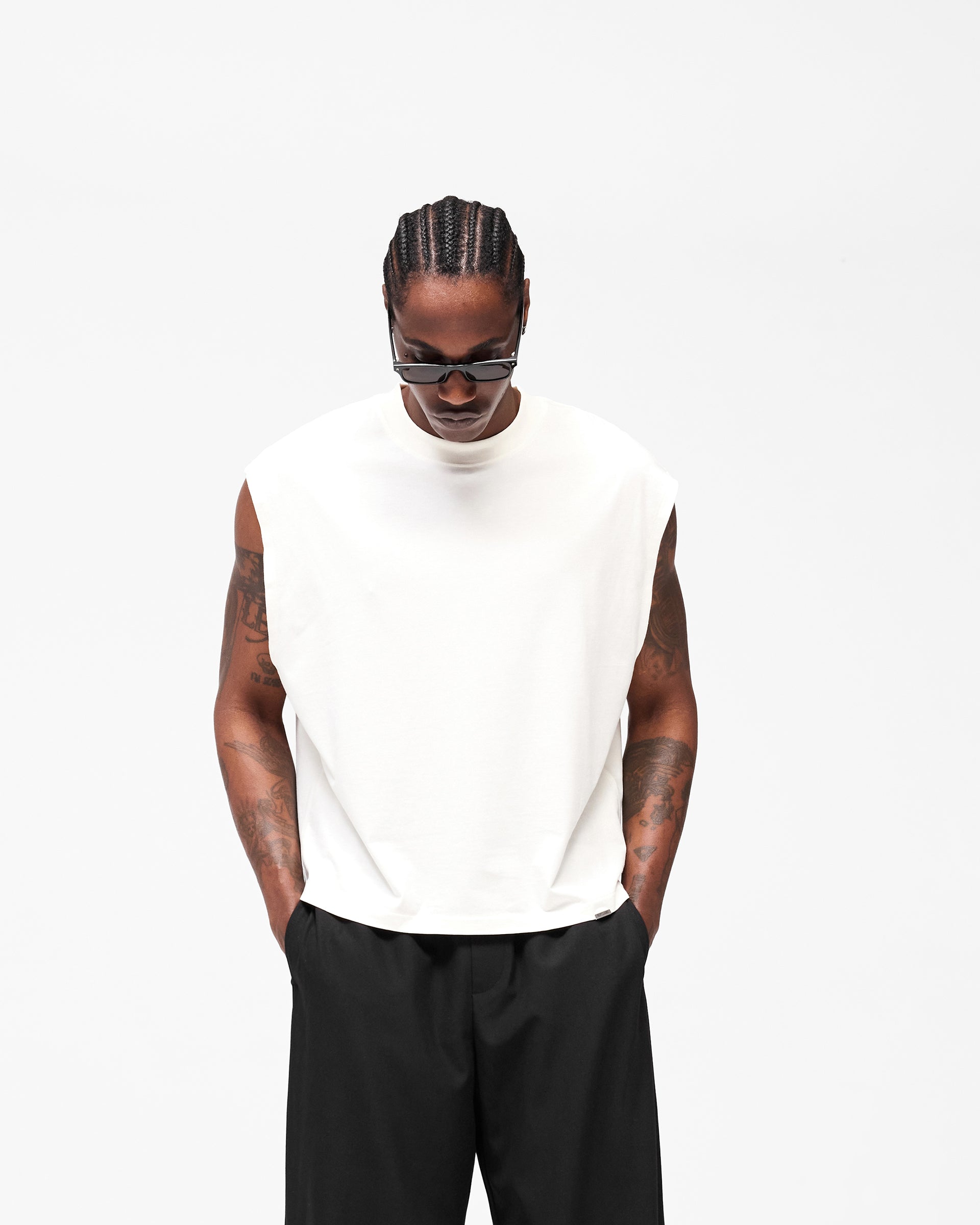 Initial Boxy Tank - Flat White