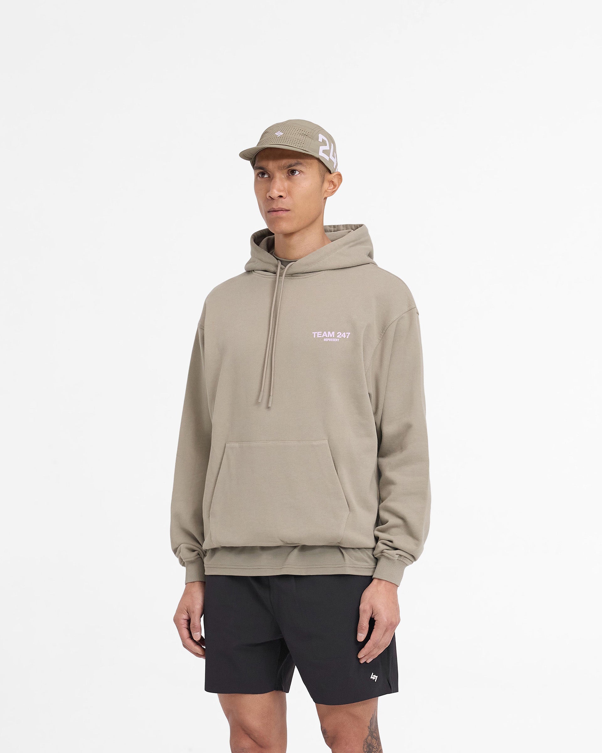 Team 247 Oversized Hoodie - Khaki Lila