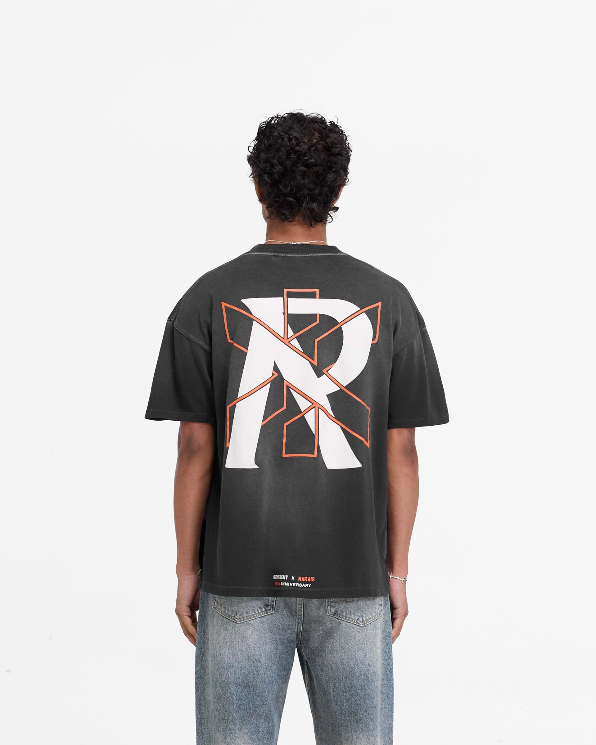 Represent X Marais Logo Lock Up T-Shirt - Noir Vieilli