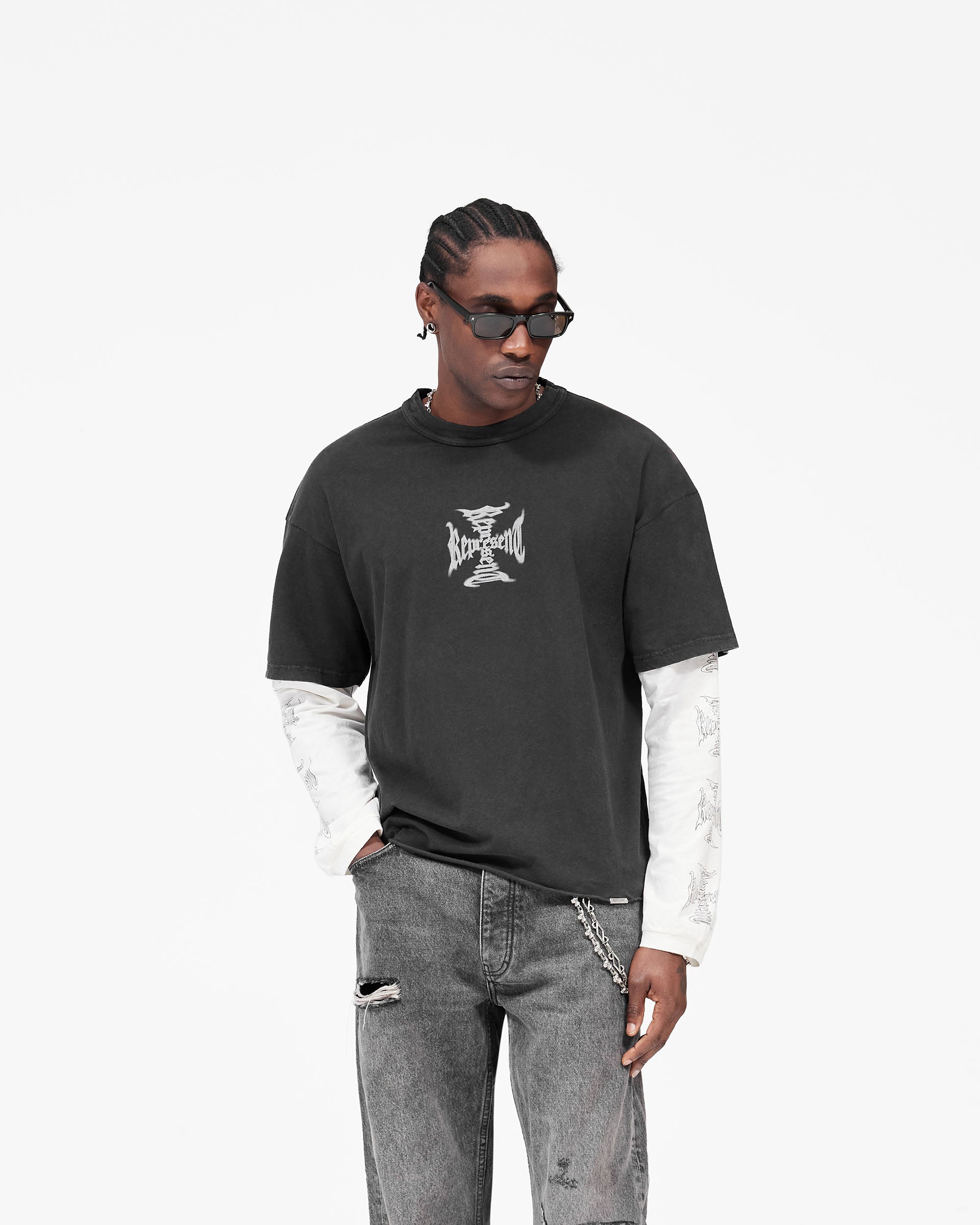 MH Stack Long Sleeve T-Shirt - Faded Black