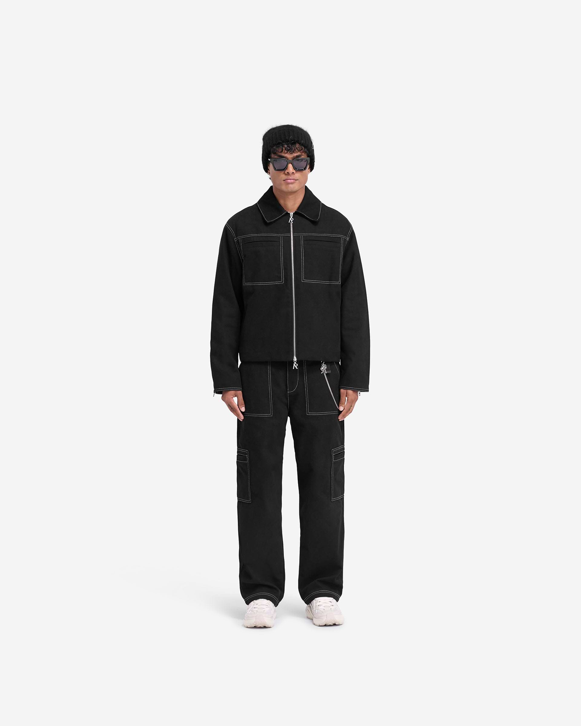 Contrast Stitch Smart Jacket - Noir Jet