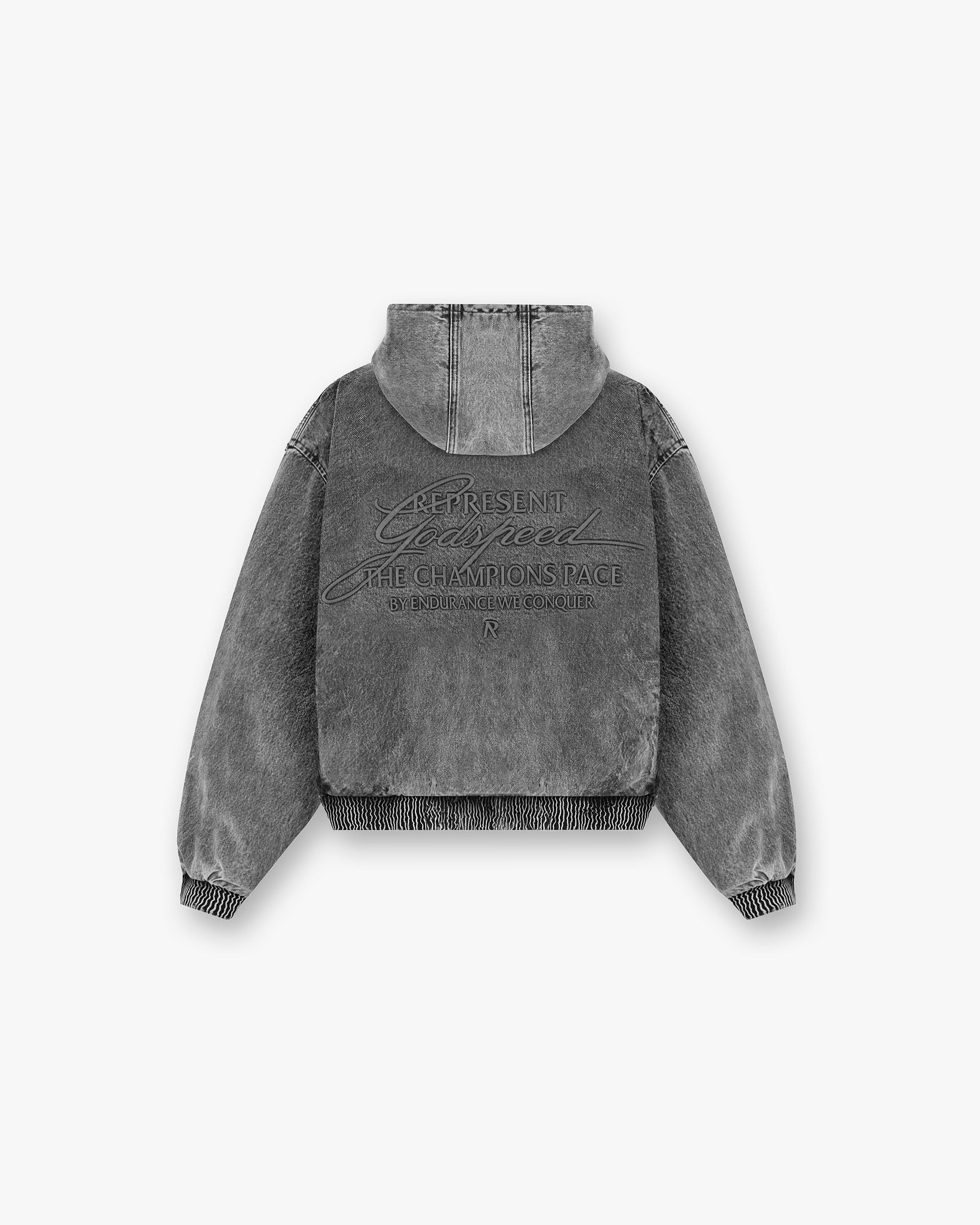 R5 Hooded Denim Bomber - Gris Charbon