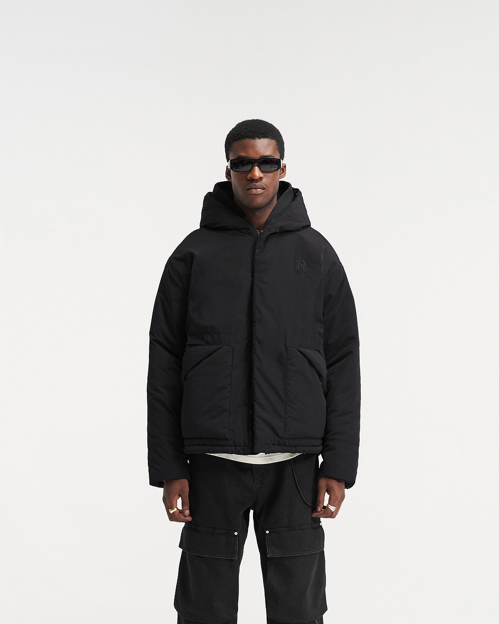 Hooded Puffer Jacket - TIEFSCHWARZ