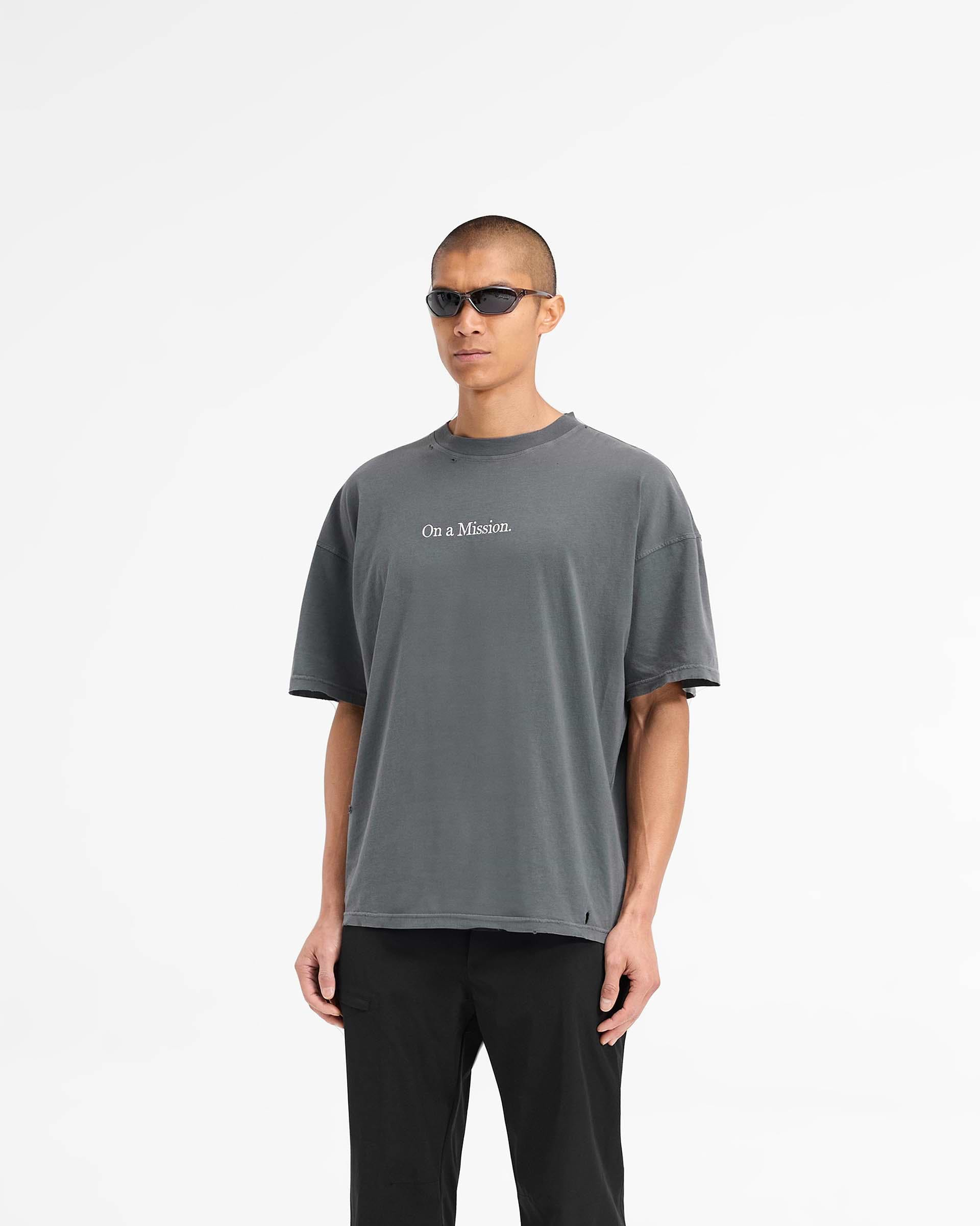 247 On A Mission Oversized T-Shirt - Aged Black