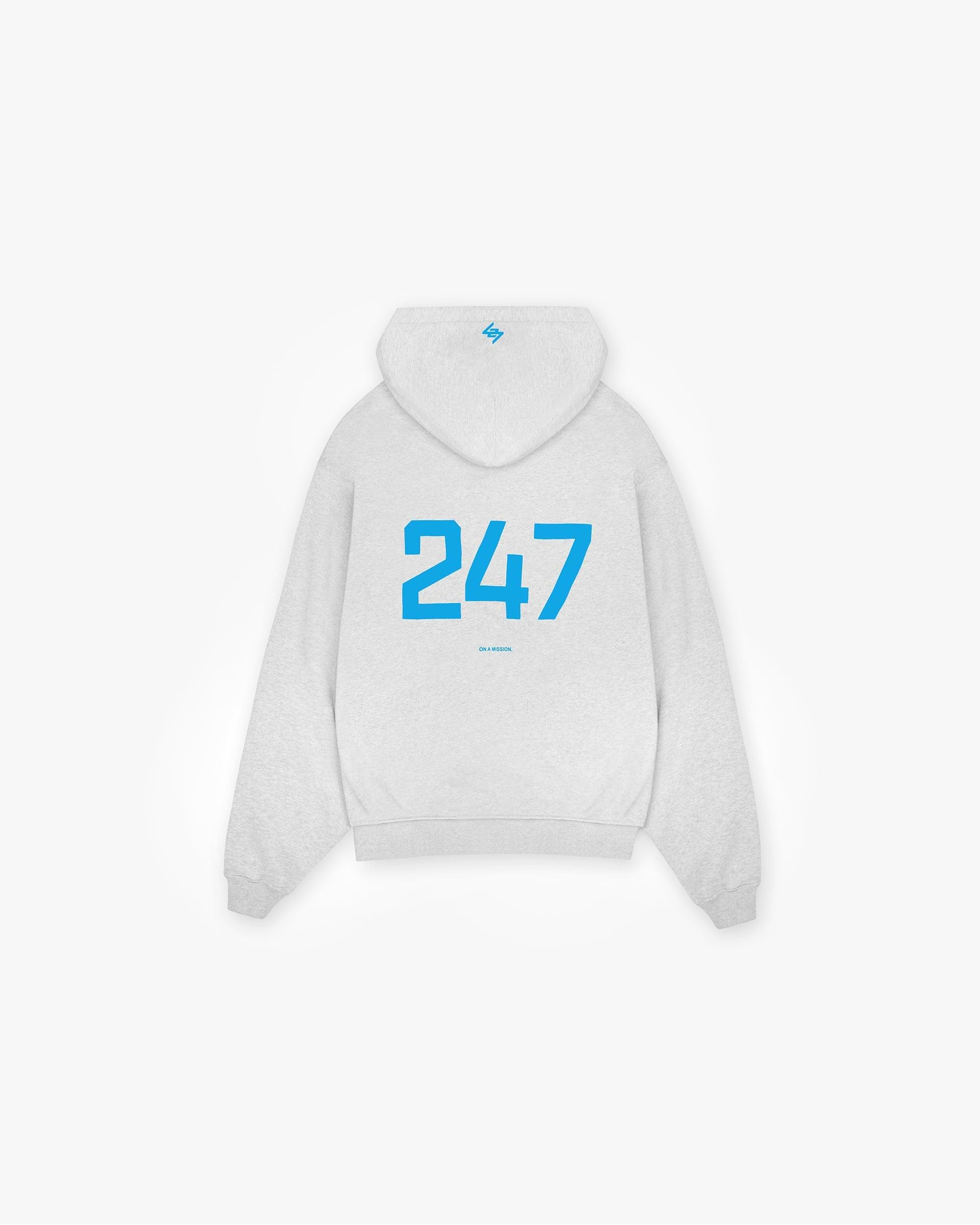 247 Oversized Hoodie - Aschgrau Elektroblau