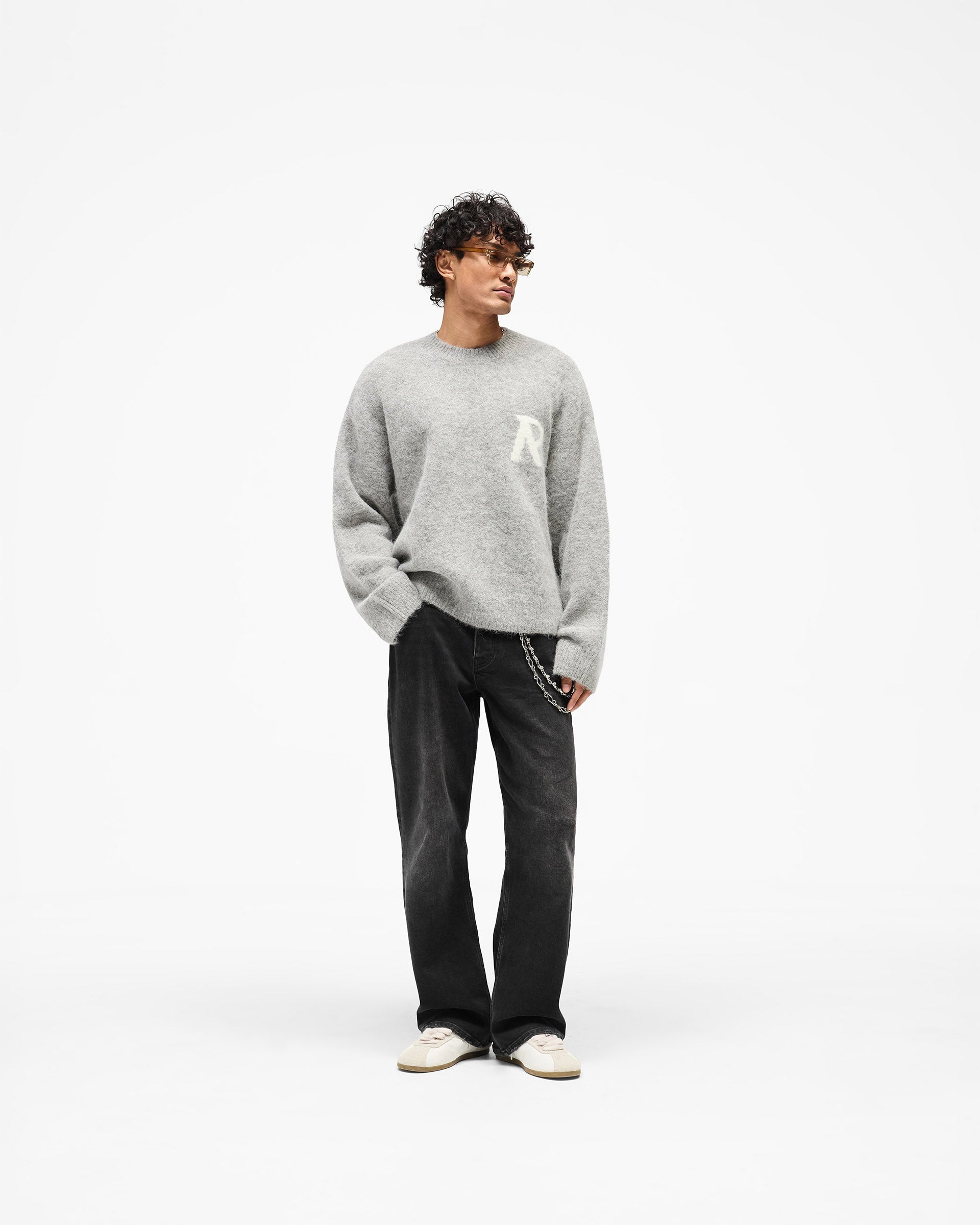 Logo Knit Sweater Grey | Mens Sweaters | REPRESENT