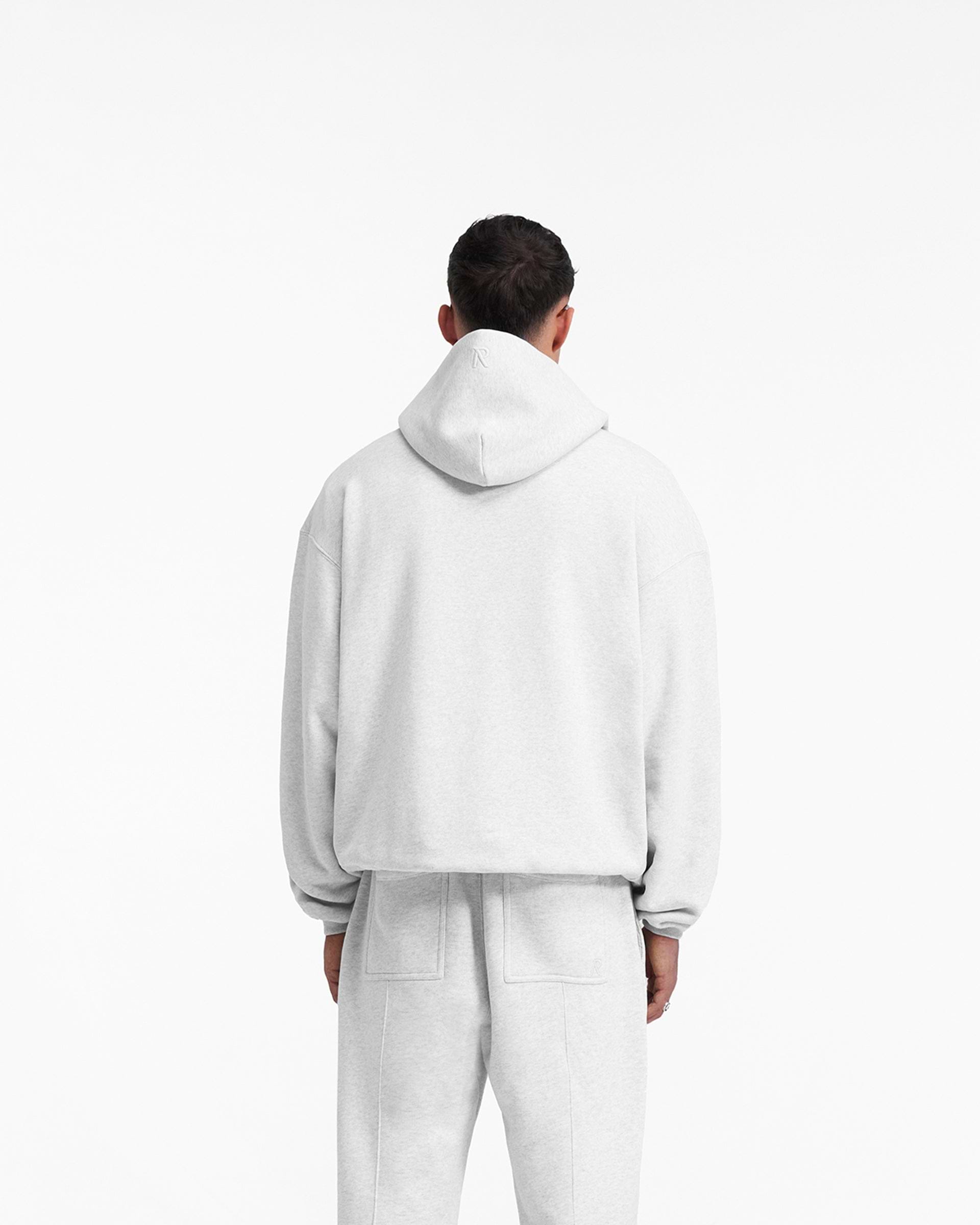 Heavyweight Initial Hoodie - Ice Grey Marl