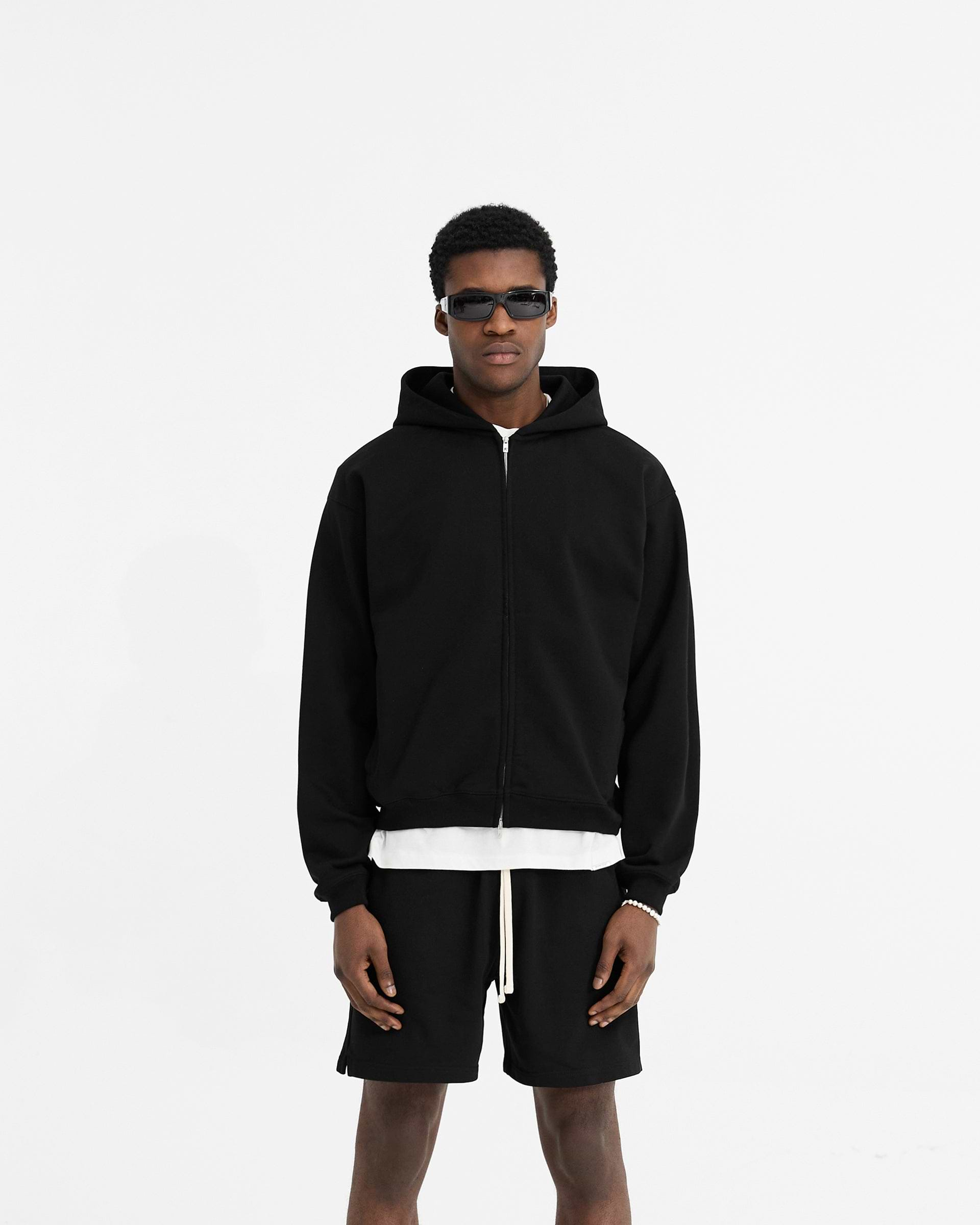 Initial Oversized Zip Hoodie - Schwarz