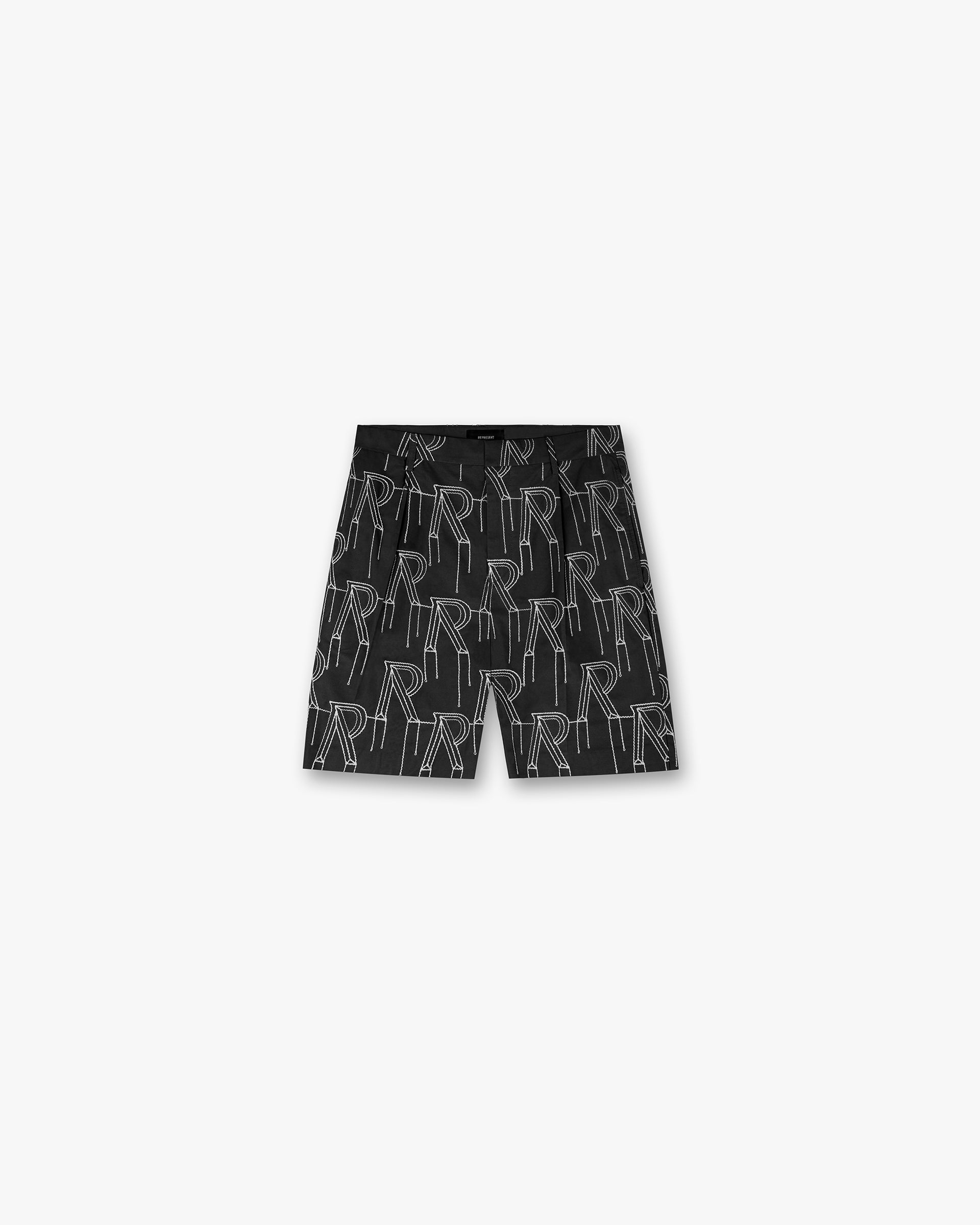 Embroidered Initial Tailored Short - Schwarz