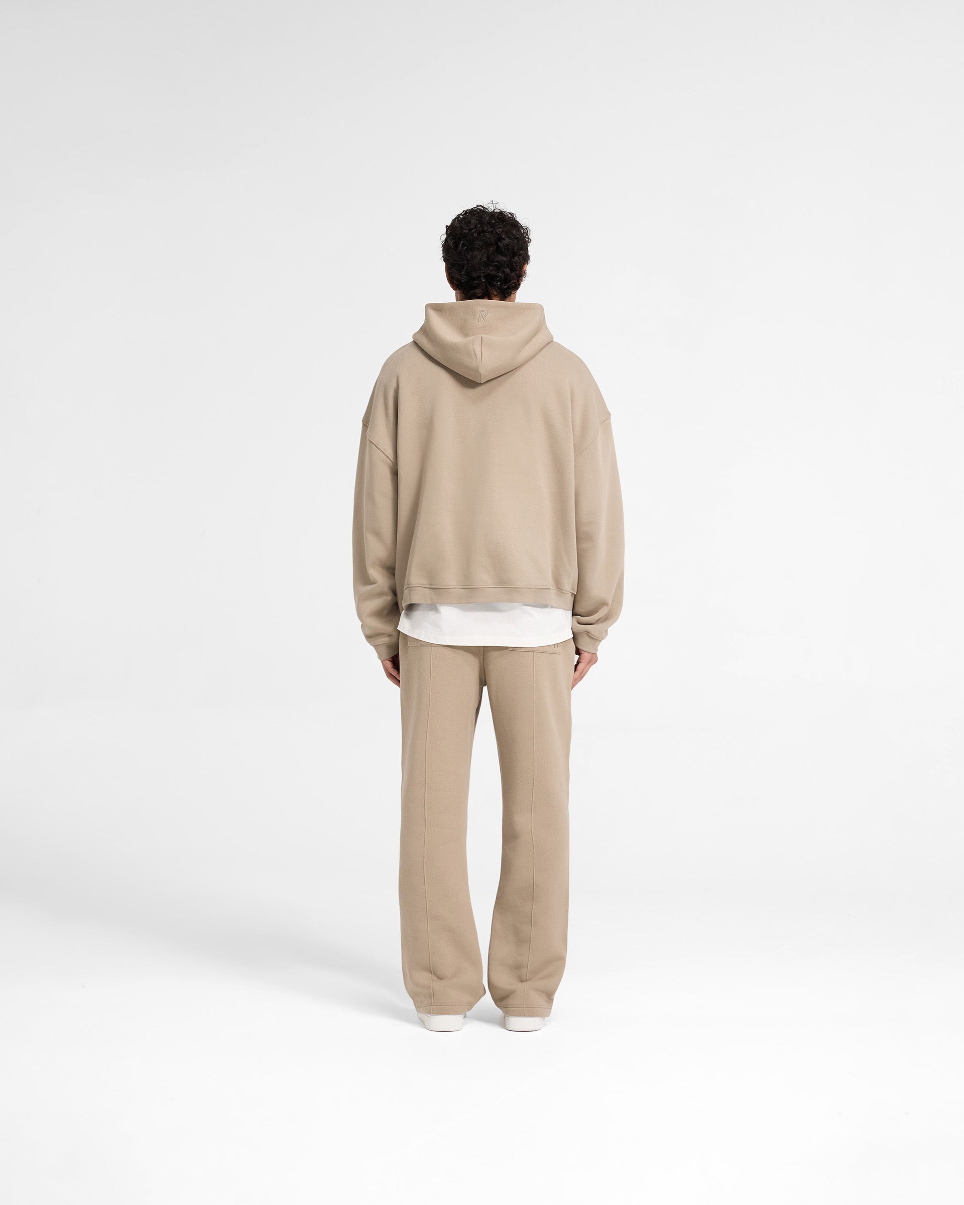 Initial Boxy Zip Through Hoodie - Dune