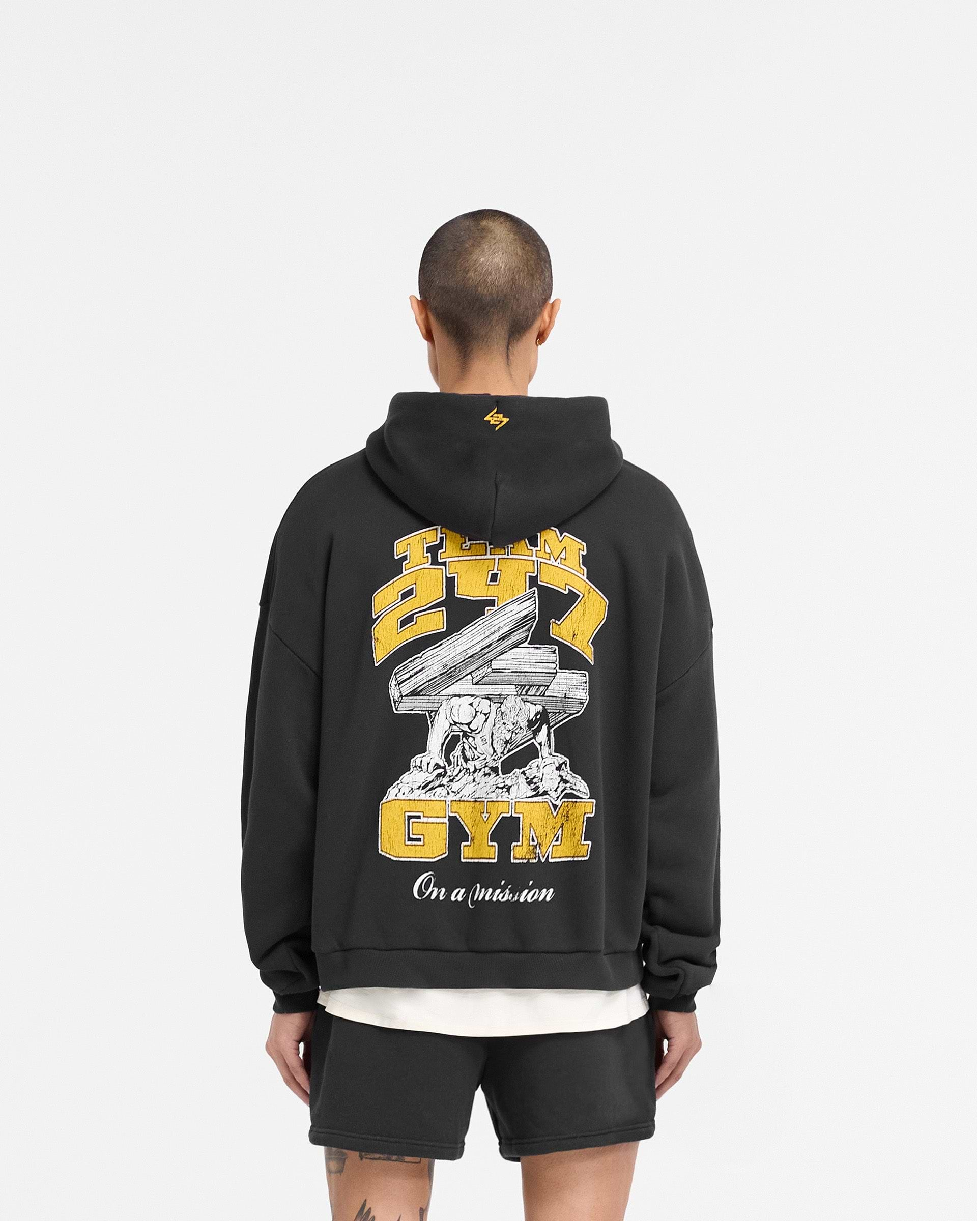 247 On His Shoulders Boxy Hoodie - Off Black