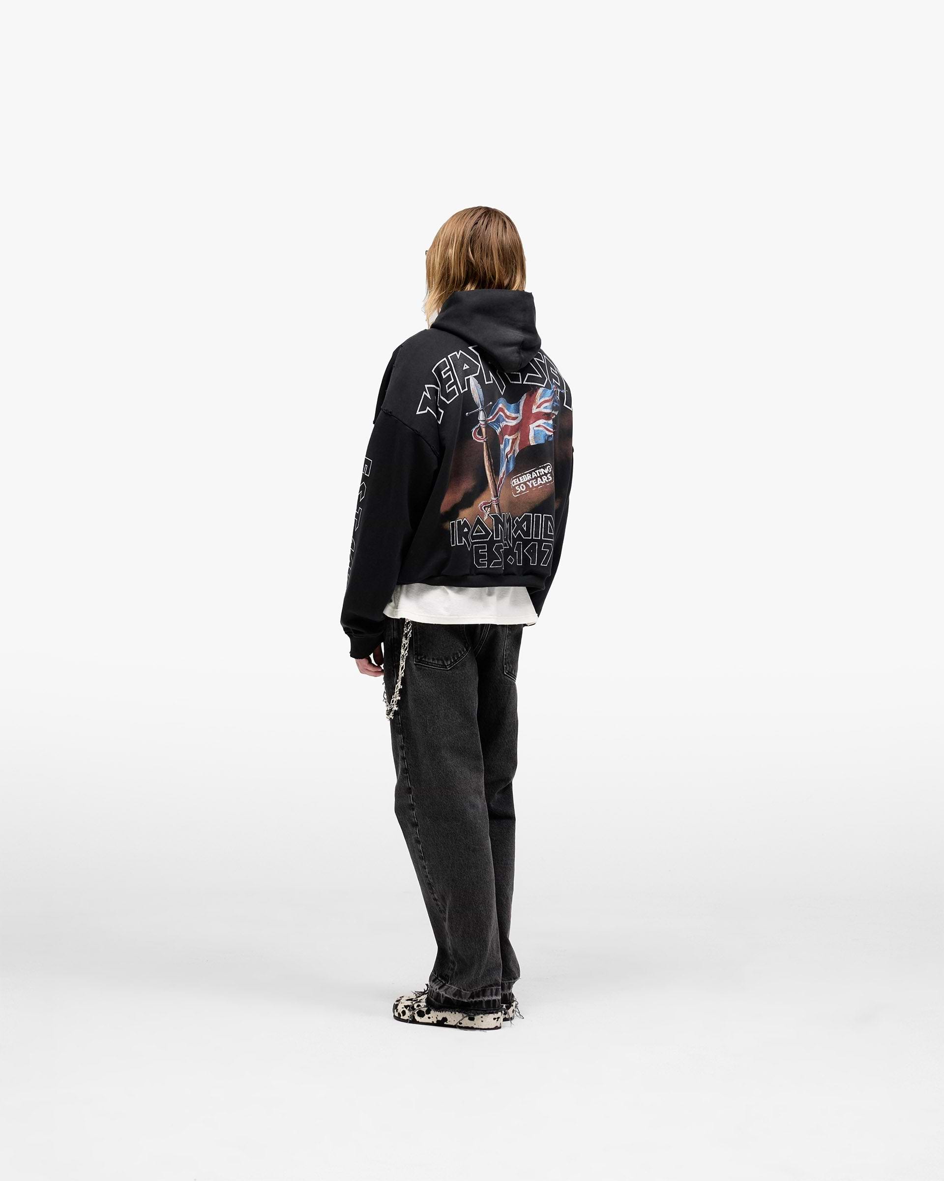 Represent X Iron Maiden Steed Hoodie - Verwaschen Schwarz