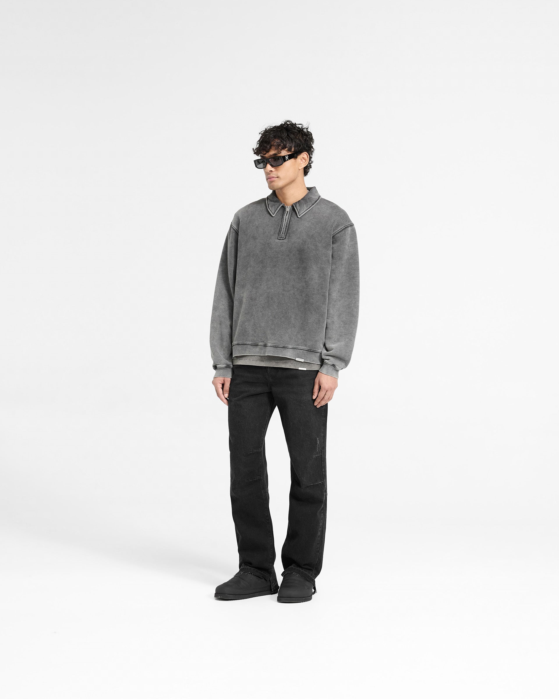 Initial Boxy Quarter Zip - Vintage Grey