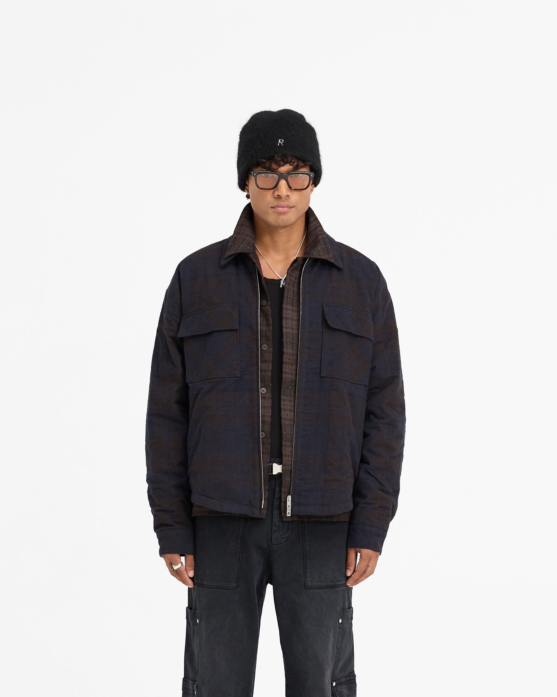 Wadded Zip Overshirt - Midnight Navy