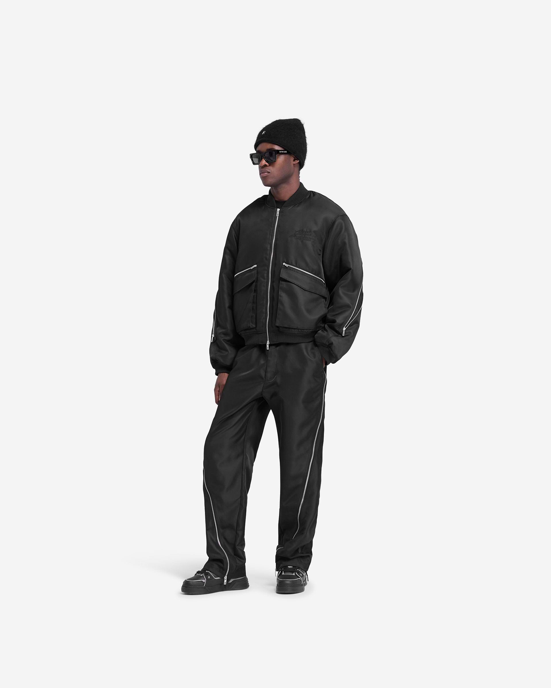 Zip Back Bomber Jacket - Noir Jet