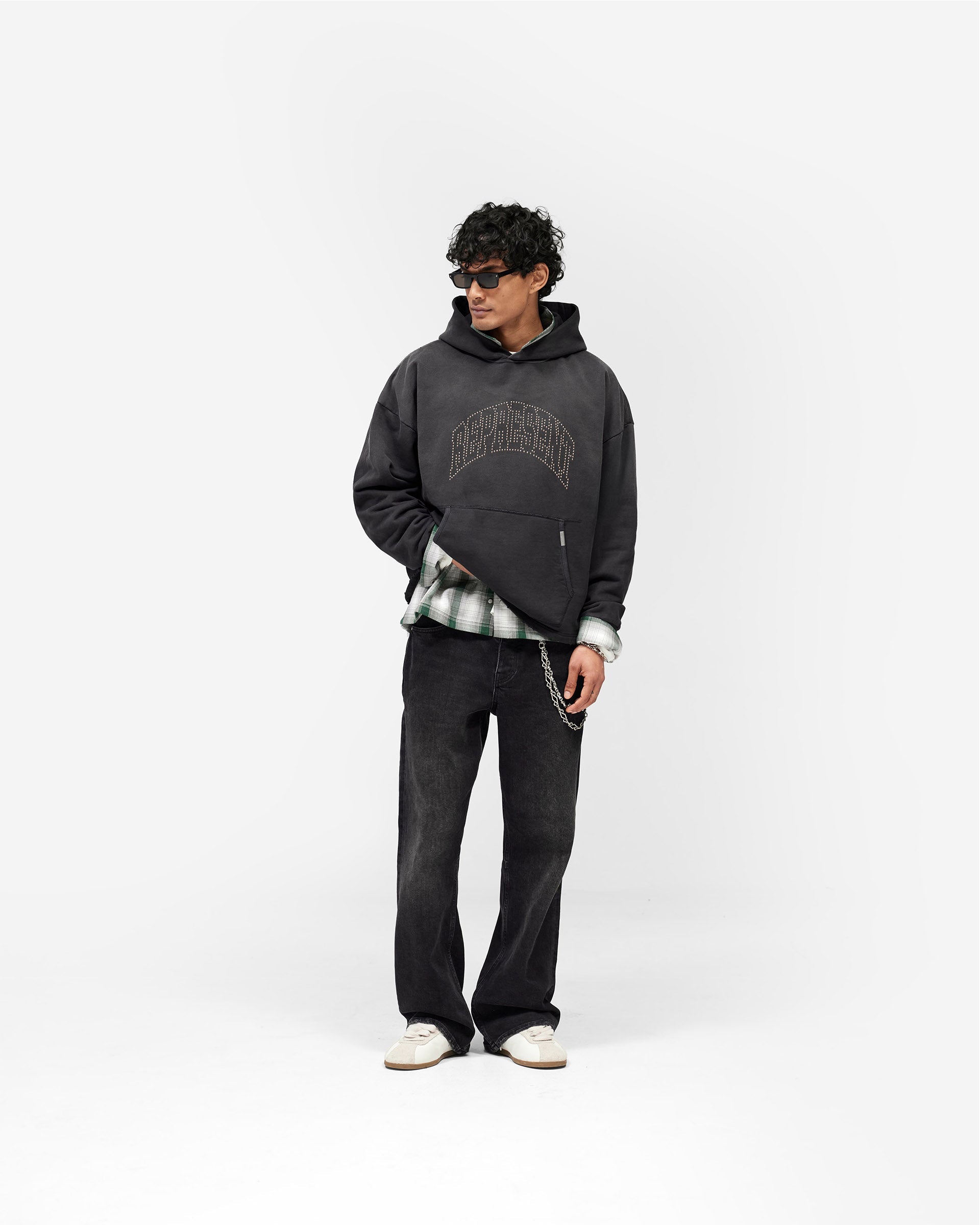 Represent Embellished Hoodie - Stained Black