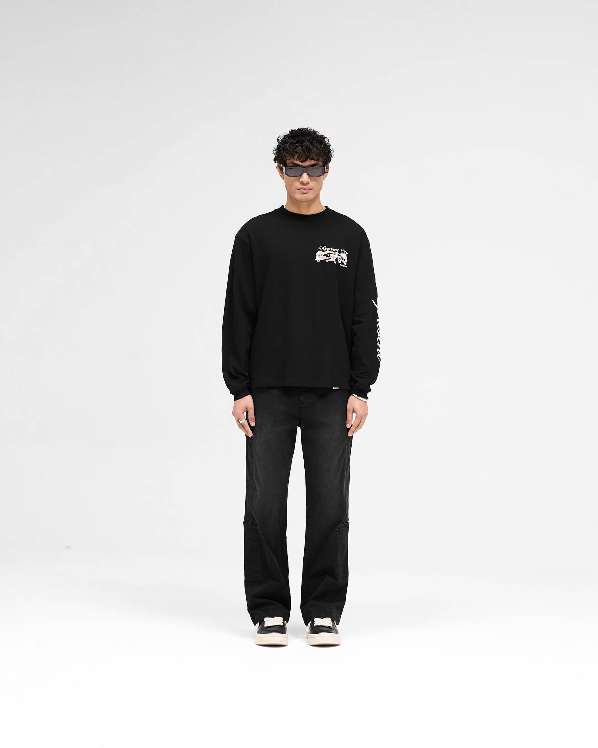 Raceway Langarm T-Shirt - Tiefschwarz
