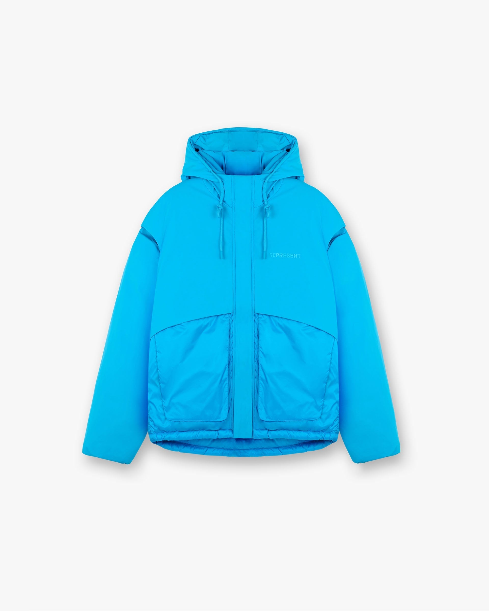 Layered Hooded Puffer - Electric Blue