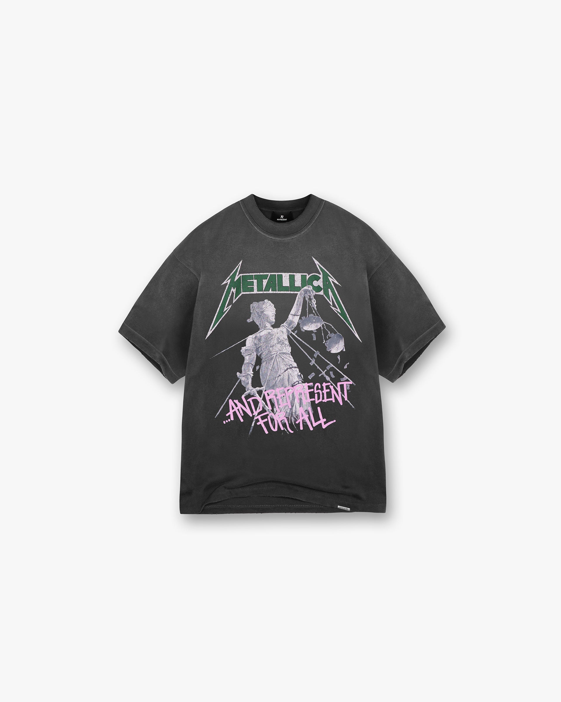 Represent X Metallica™️ Justice T-Shirt - Stained Black