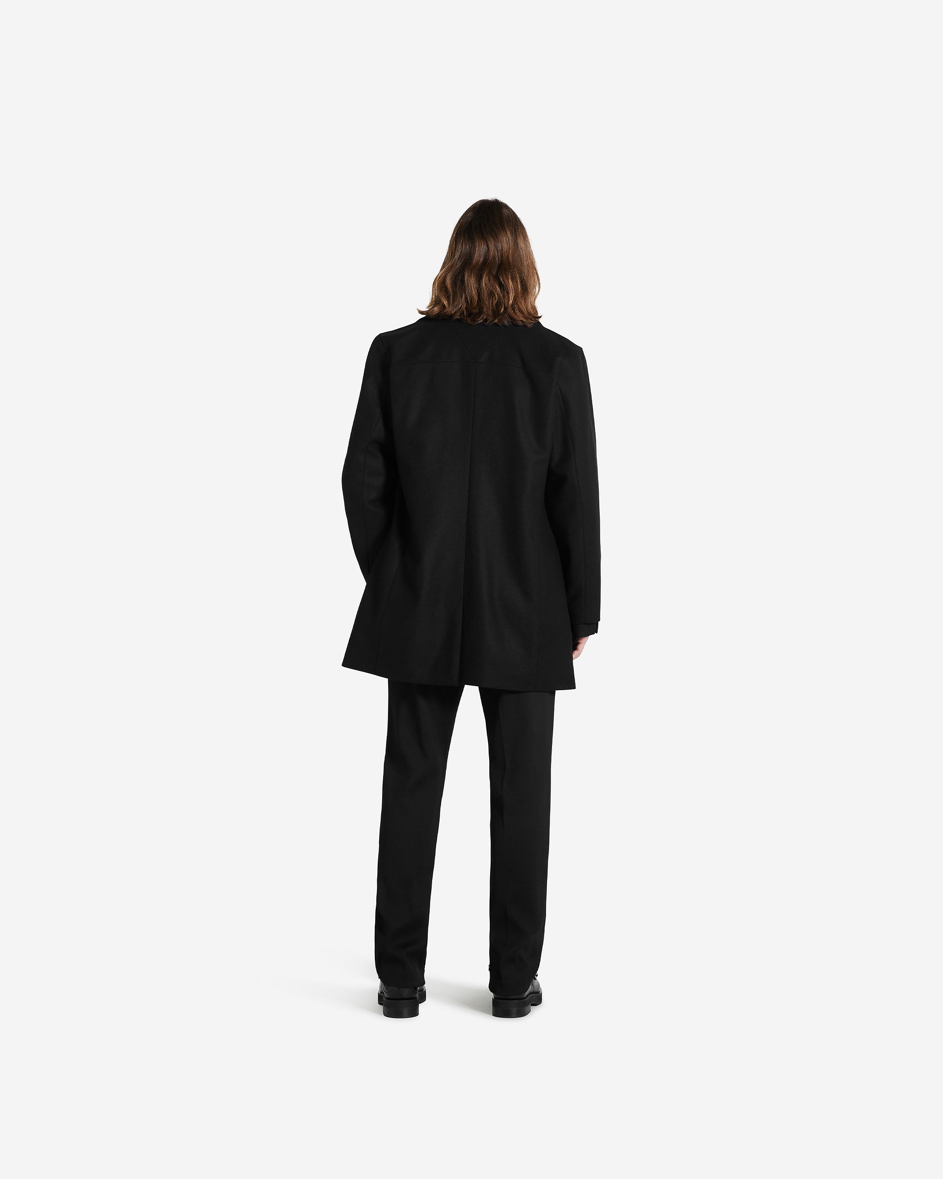 Double Breasted Overcoat - Jet Black